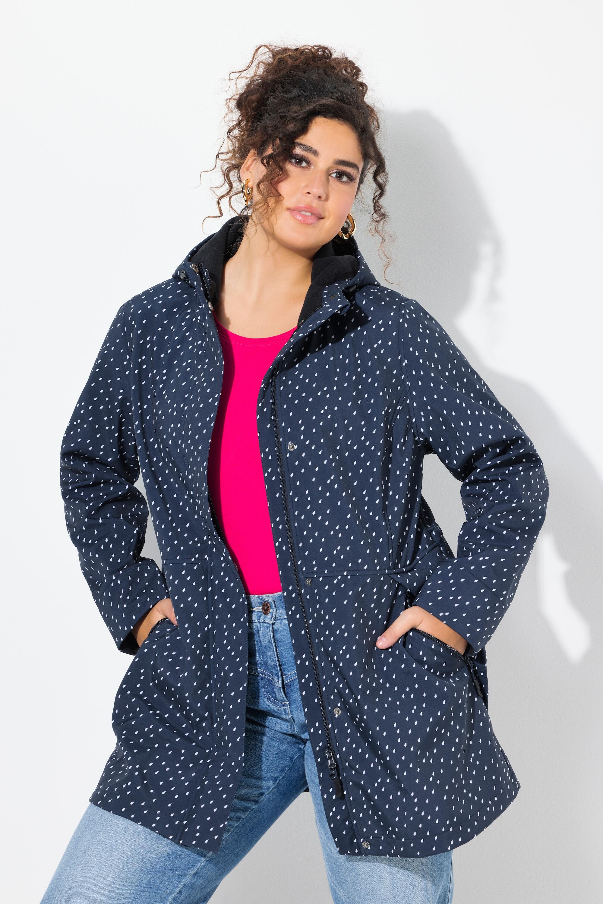 Femme Veste longue Softshell imperméable avec capuche motif gouttes de pluie 7/7