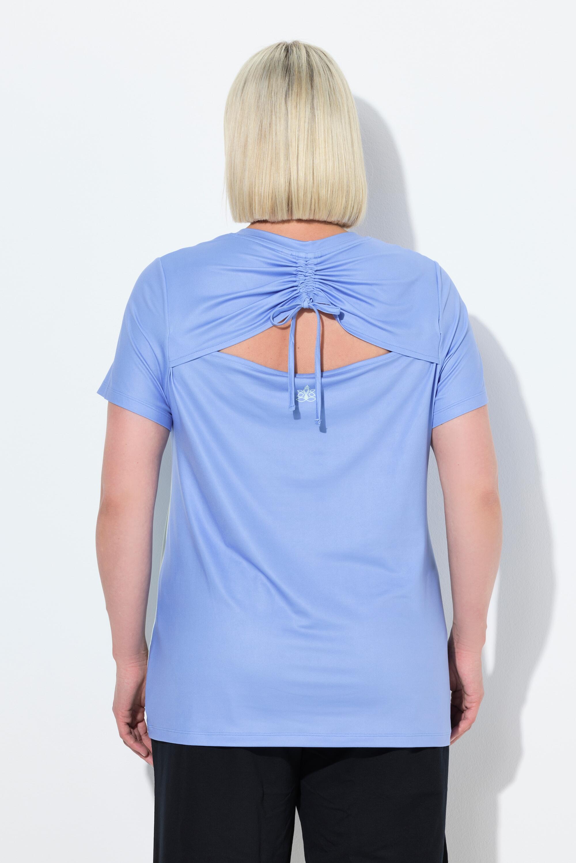 Dames Yogashirt rimpelband op de rug V-hals korte mouwen 2/7