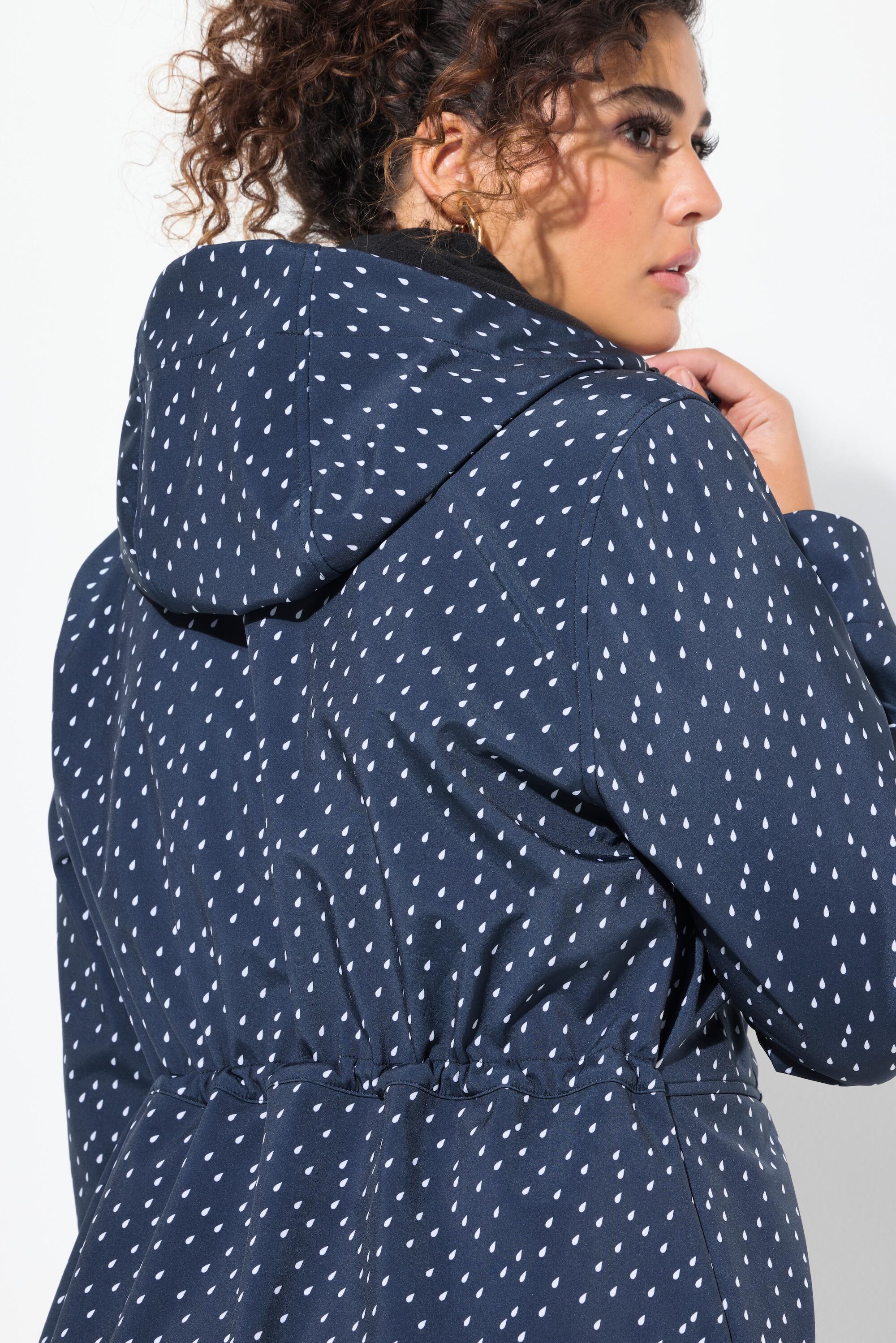Femme Veste longue Softshell imperméable avec capuche motif gouttes de pluie 6/7
