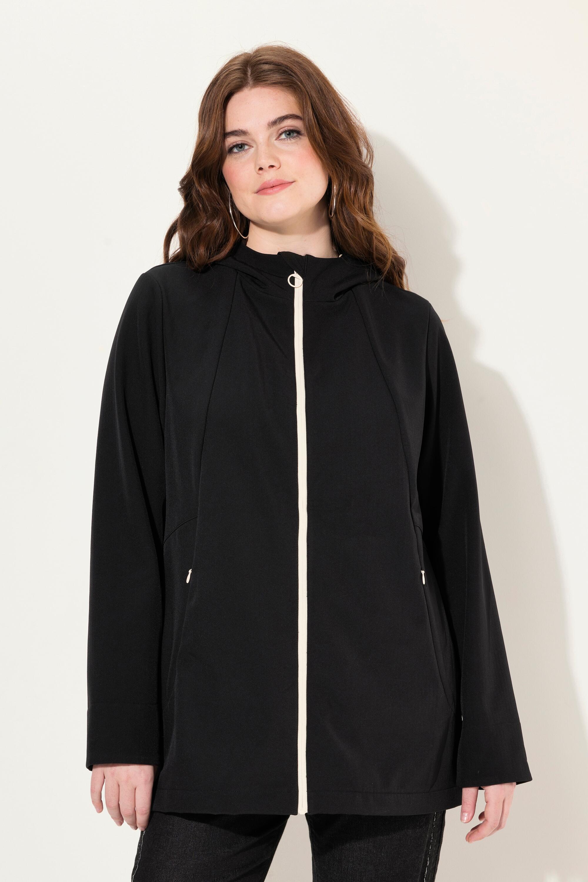 ULLA POPKEN HYPRAR Women's Waterproof Softshell Jacket with Hood and Fleece — Plus Size