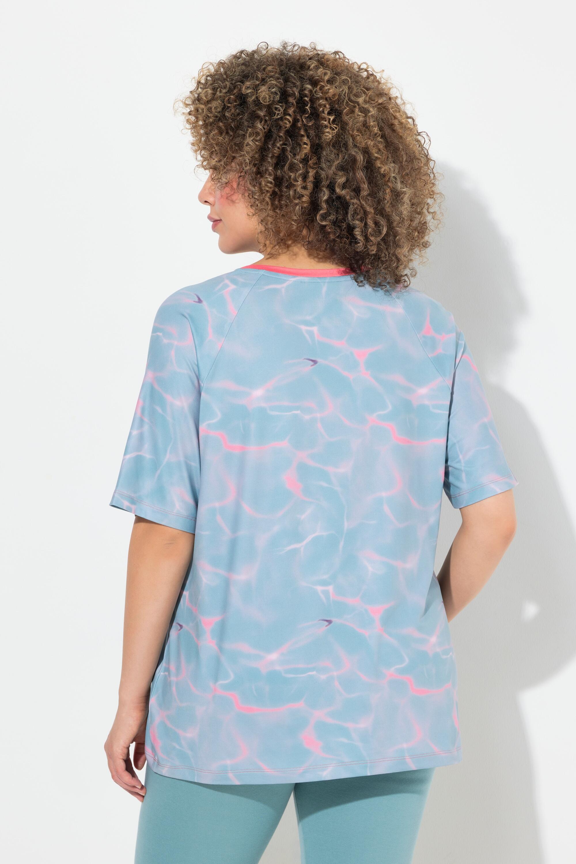 Damen Funktions-T-Shirt Wellenmuster V-Ausschnitt Halbarm 2/6