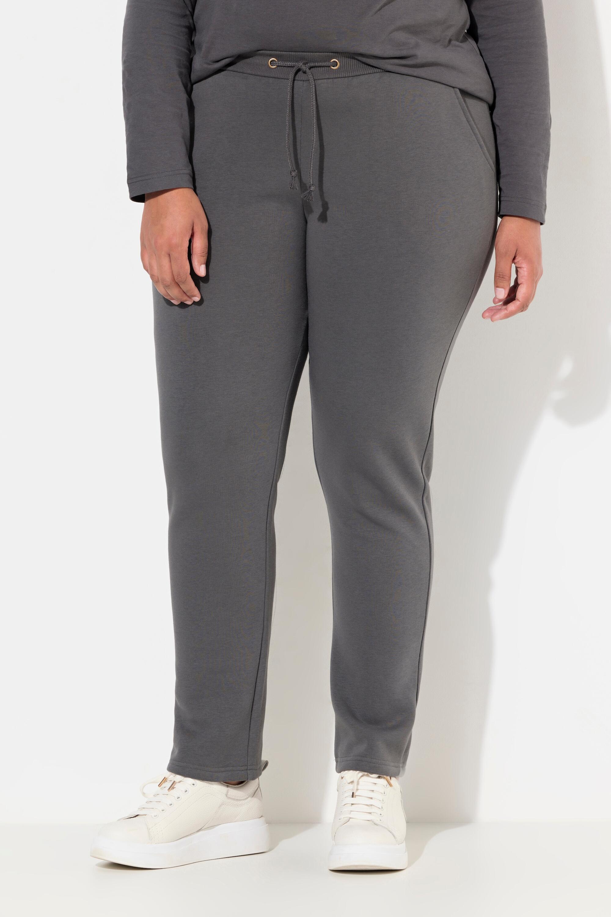 ULLA POPKEN Women's Fleece Sweatpants Plus Size Grey Elastic Comfortable