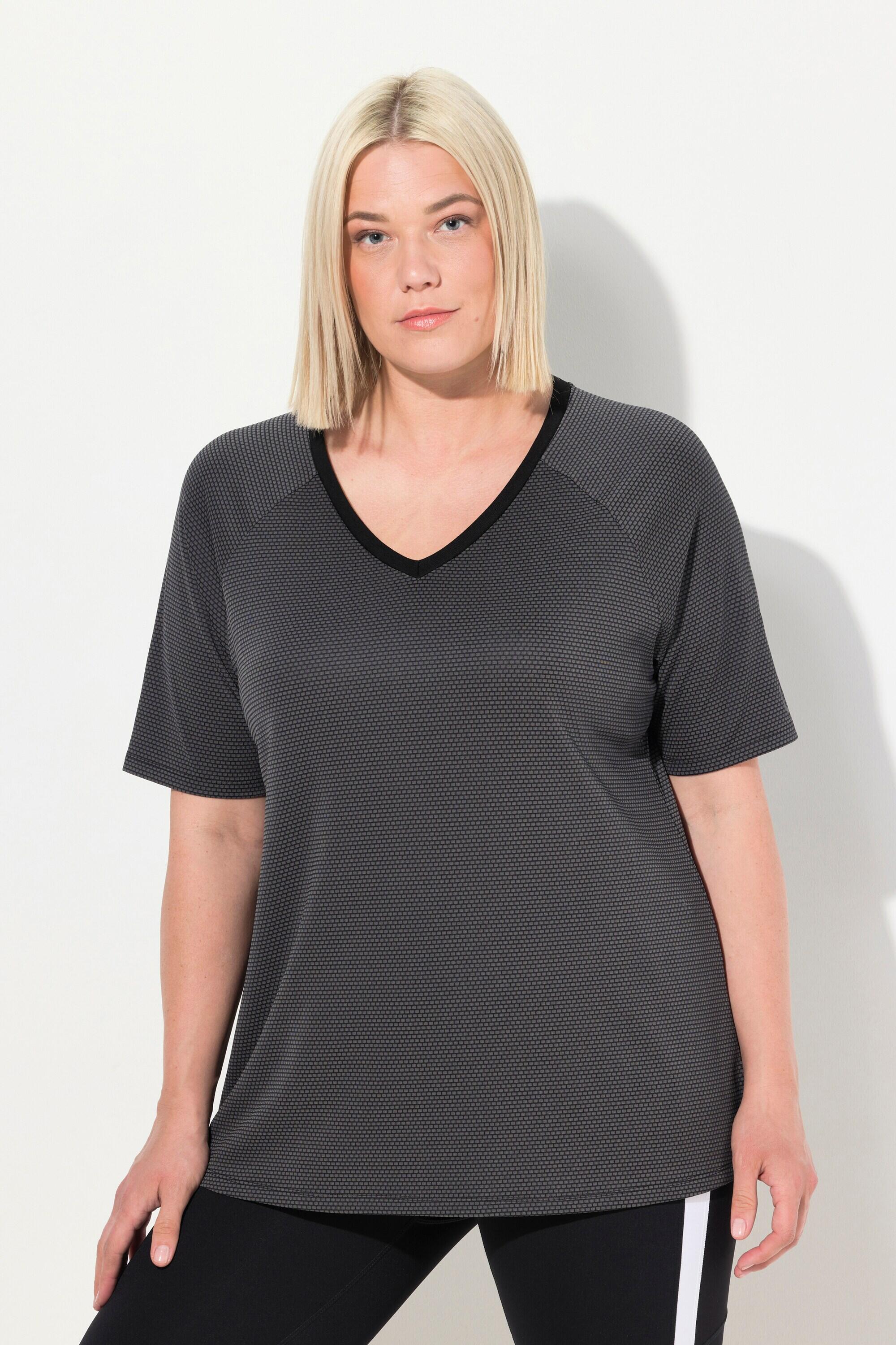 ULLA POPKEN Nike Women's Plus-Size V-Neck Short-Sleeve Sport T-Shirt Black Stretch