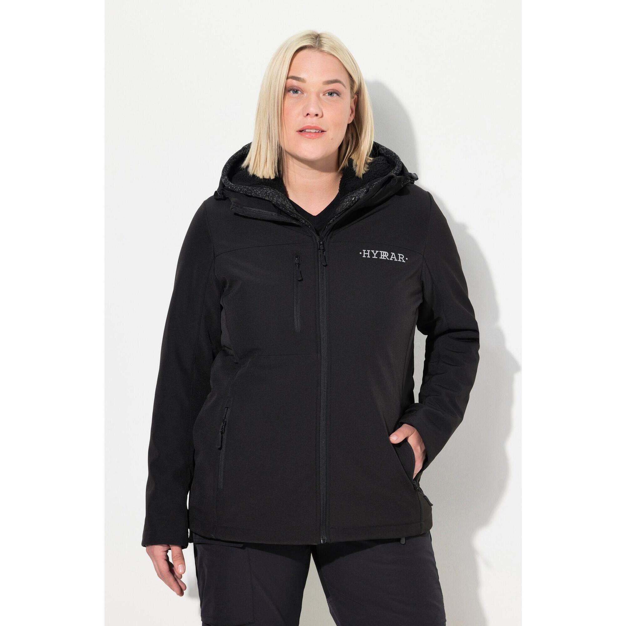 Ulla Popken - Femme Veste Softshell Hyprar Déperlante Matière Stretch Et Imprimé Réfléchissant - Softshell - Noir - Decathlon