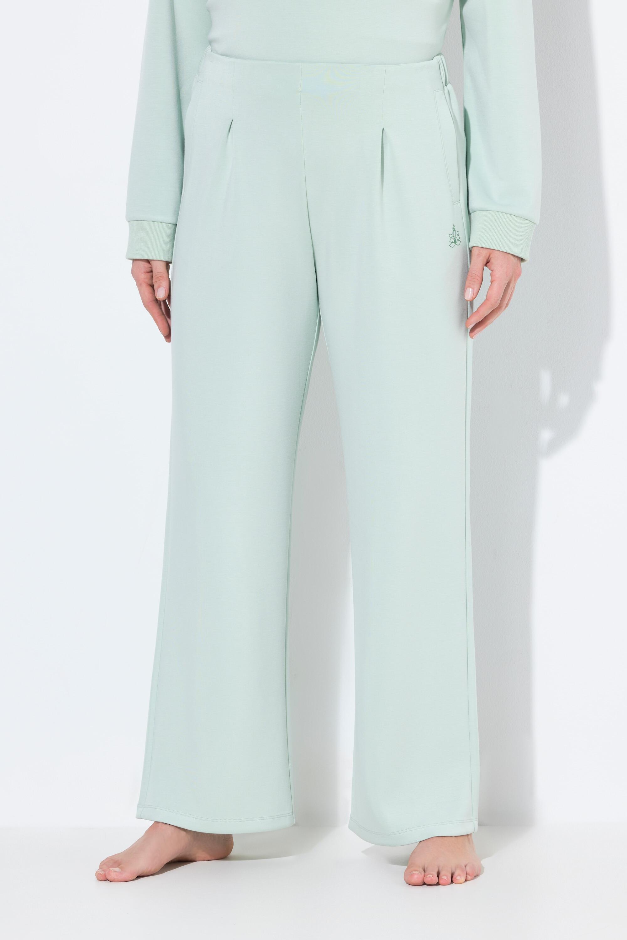 ULLA POPKEN Plus-Size Women's Yoga Trousers Grey, Creased Pleats and Pockets