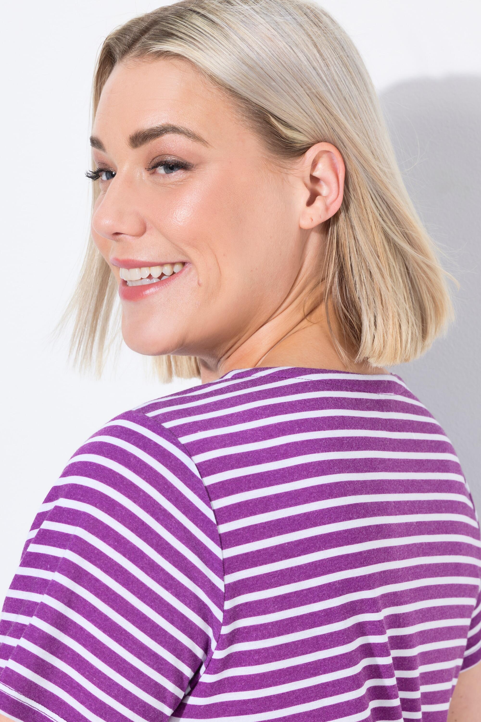 Femme T-shirt technique rayé. Col V et manches courtes. Coupe Classic 3/6