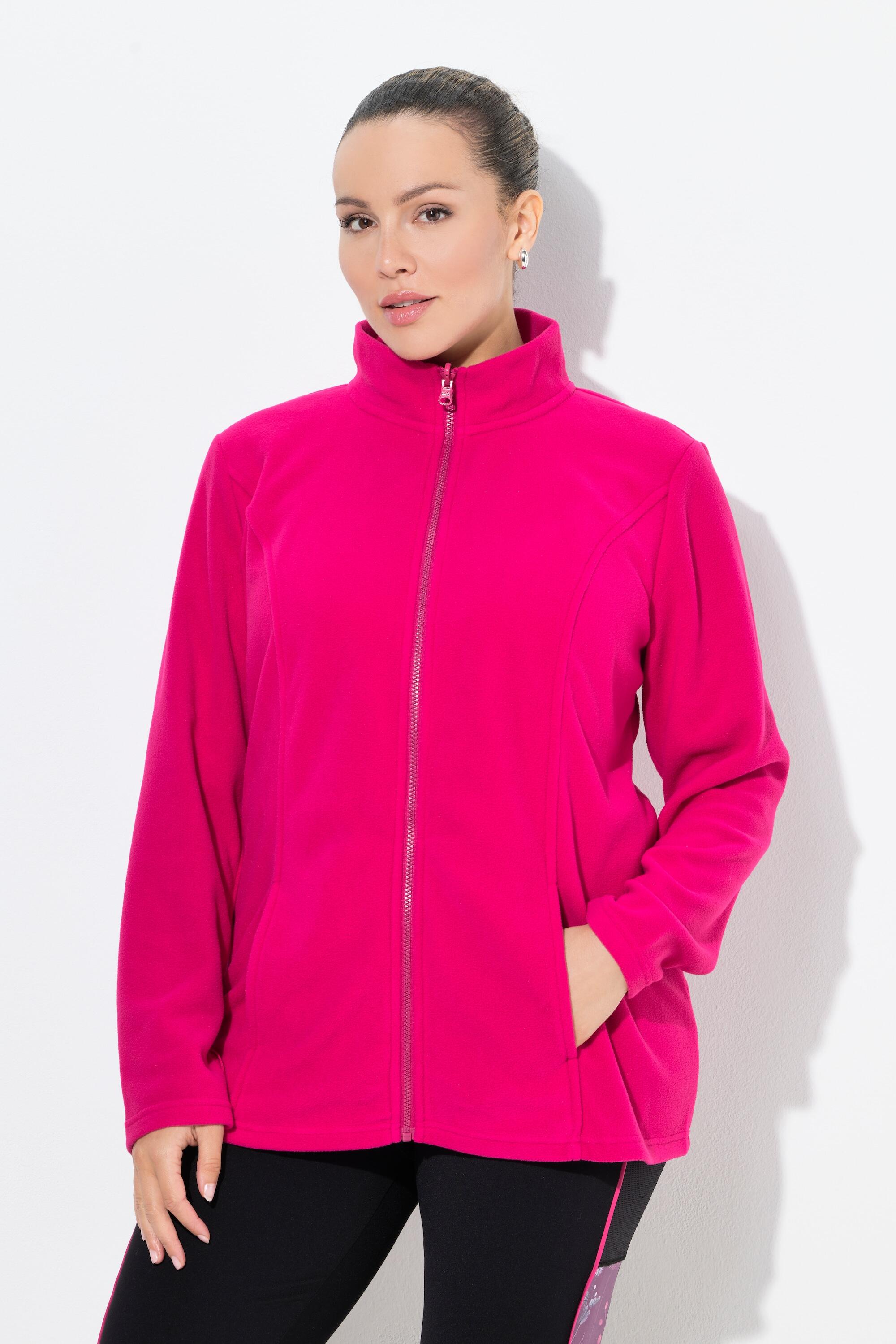 ULLA POPKEN Women's Fleece Jacket ROSA with Stand-Up Collar, Long Recycled Polyester