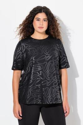 Damen Funktionsshirt Paillettendruck Rundhals Halbarm