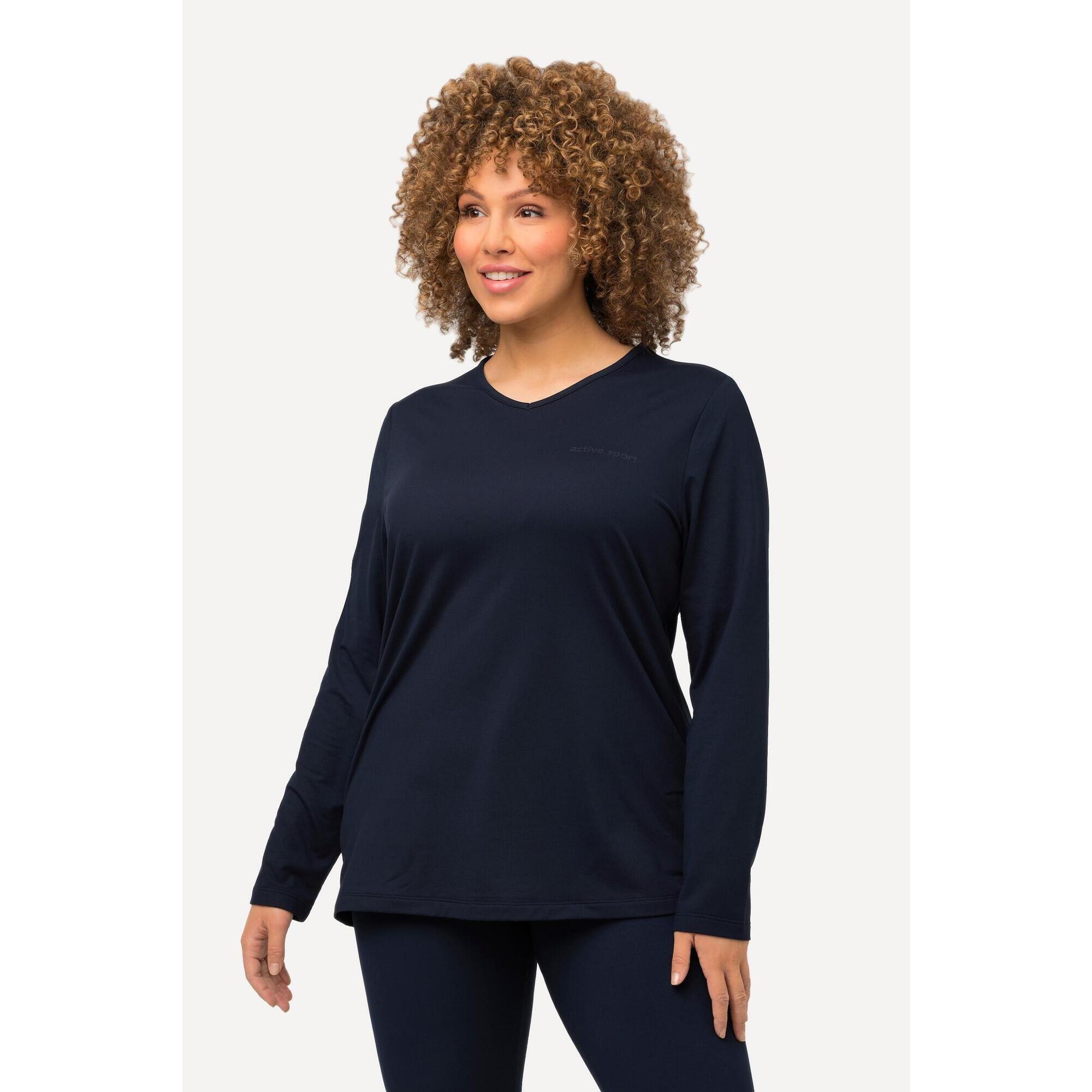 Ulla Popken - Femme Ski-t-shirt Fonctionnel Séchage Rapide Snood - T-shirt Manches Longues - Bleu - Decathlon