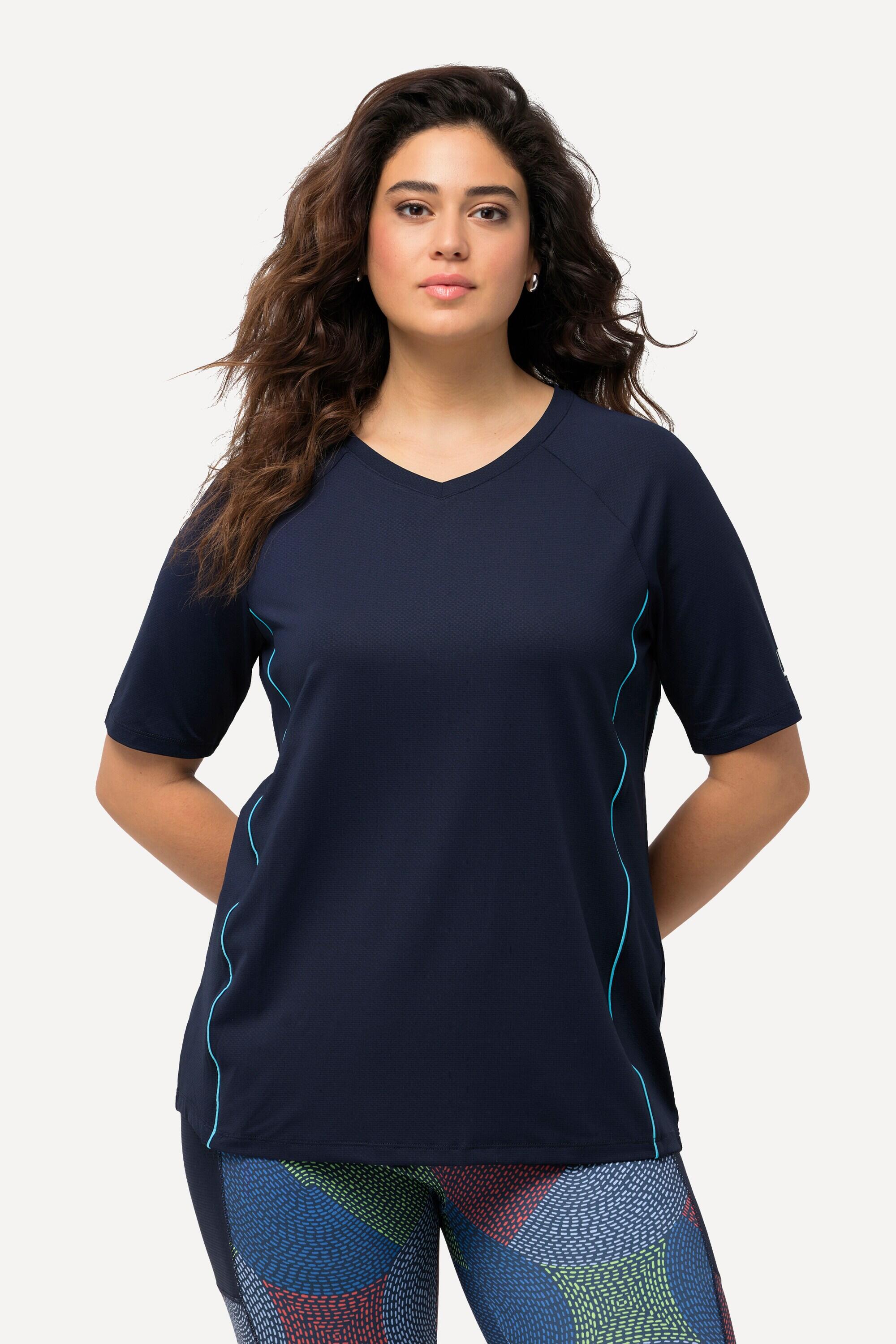 ULLA POPKEN Women's UV Protection T‑Shirt 50+ – V‑neck, short sleeves, recycled polyester