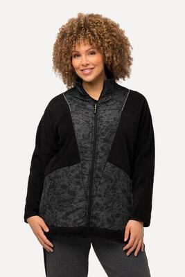 Damen Fleecejacke Color-Paspel Stehkragen 2-Wege-Zipper
