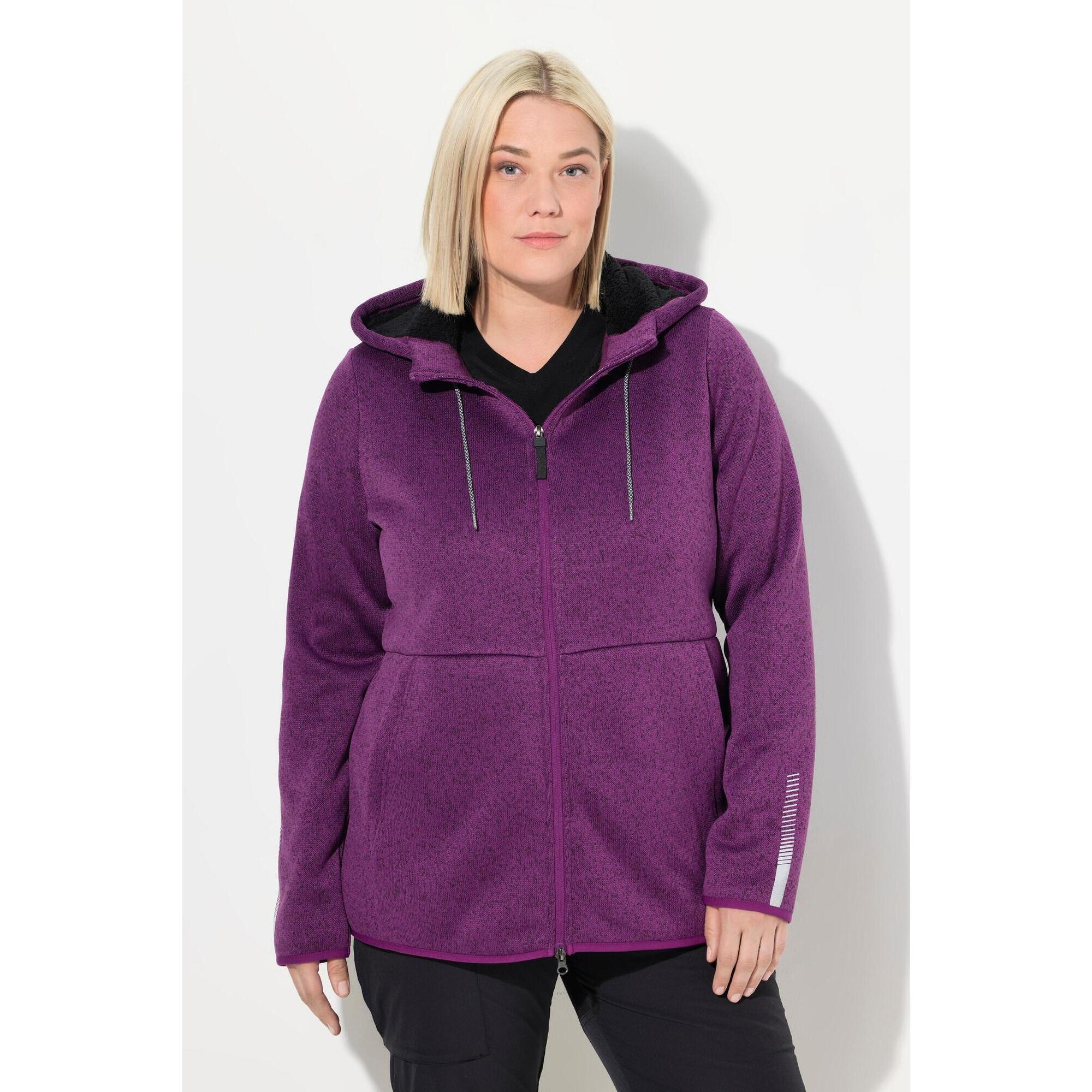 Ulla Popken - Femme Veste En Maille Polaire Doublure En Polaire Réflecteur - Sweat Zippé - Violet - Decathlon