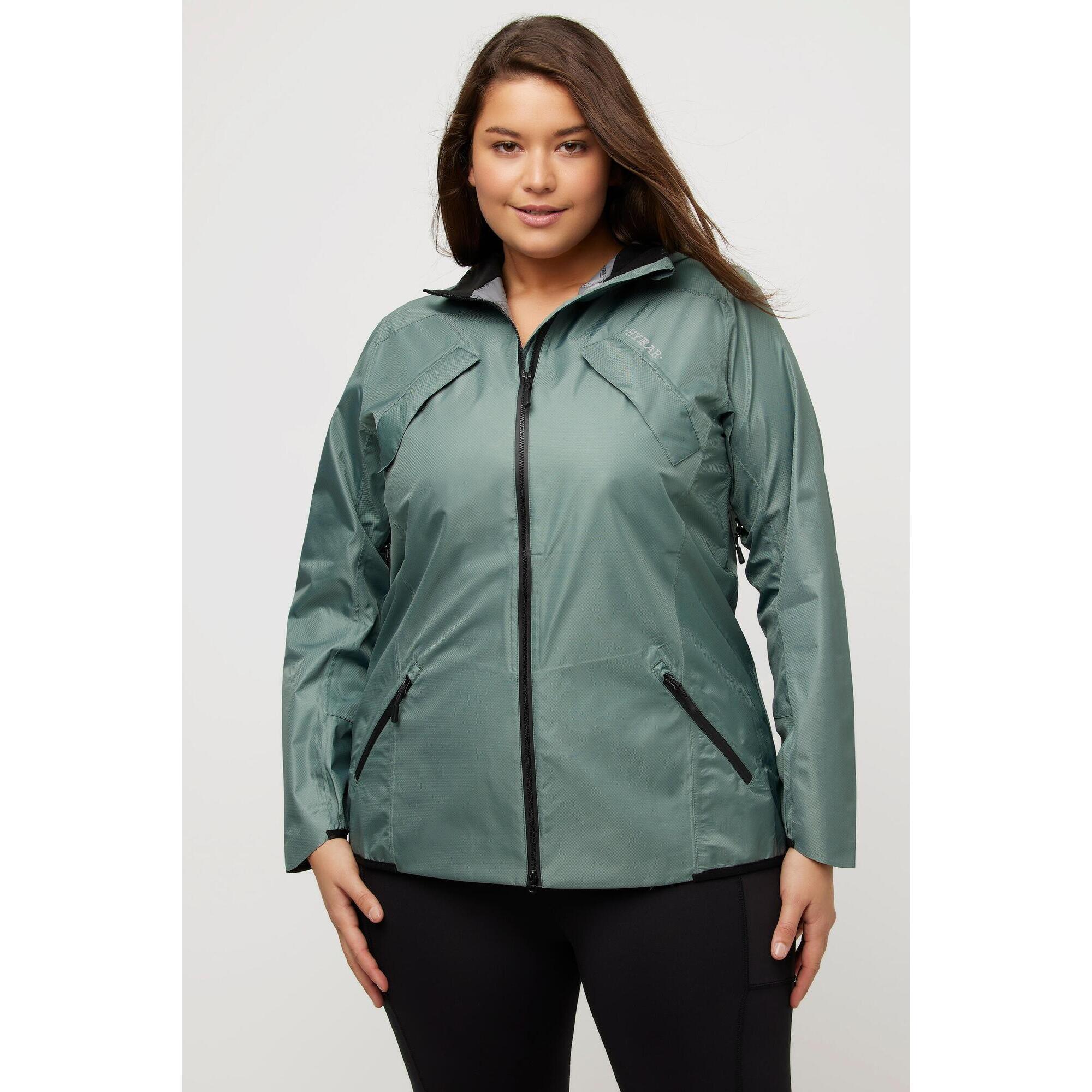 Ulla Popken - Femme Veste Technique Hyprar À Capuche Tissu Imperméable Traité Bionic-finish - Veste - Vert - Decathlon
