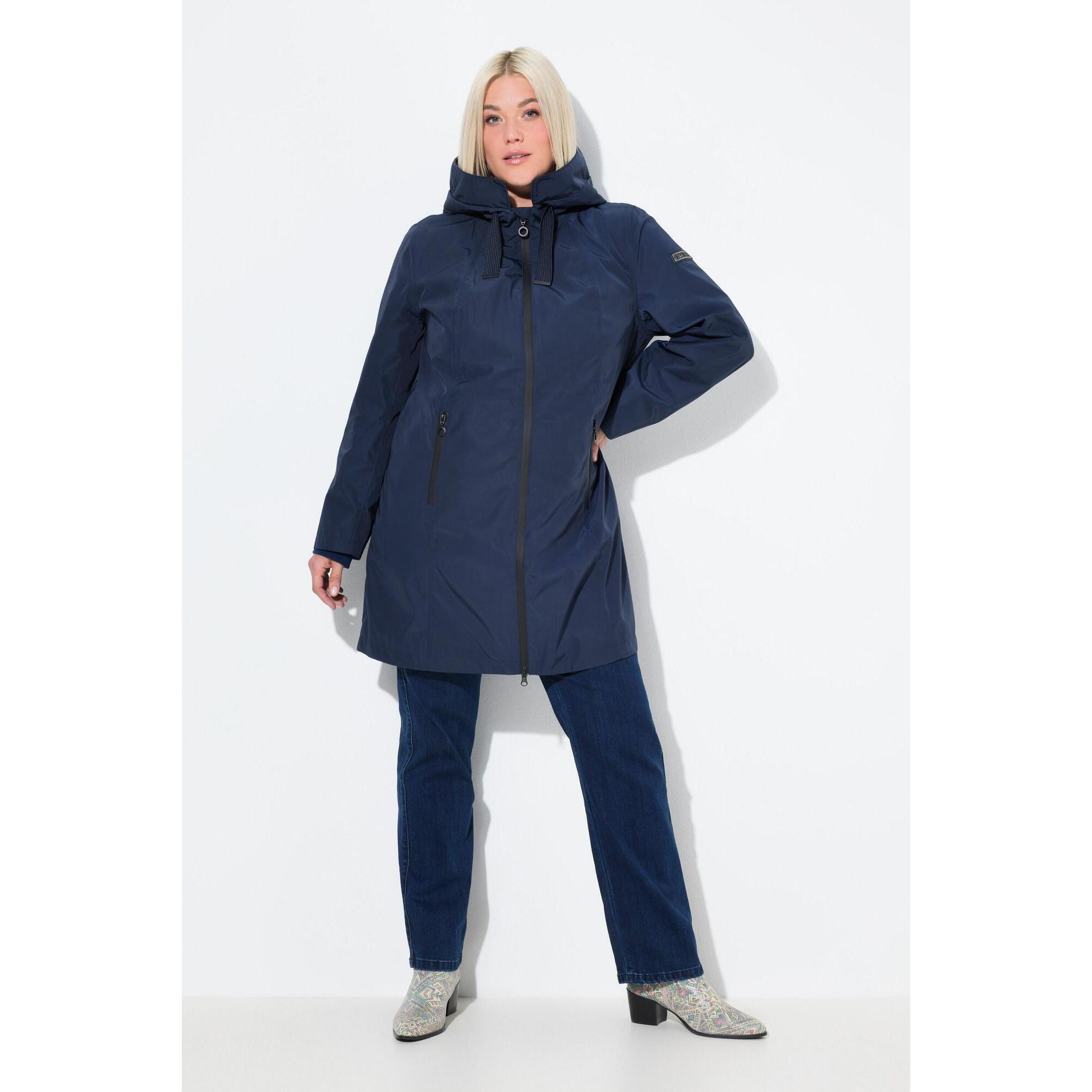Ulla Popken - Femme Veste Technique Hyprar À Capuche Imperméable - Veste - Bleu - Decathlon