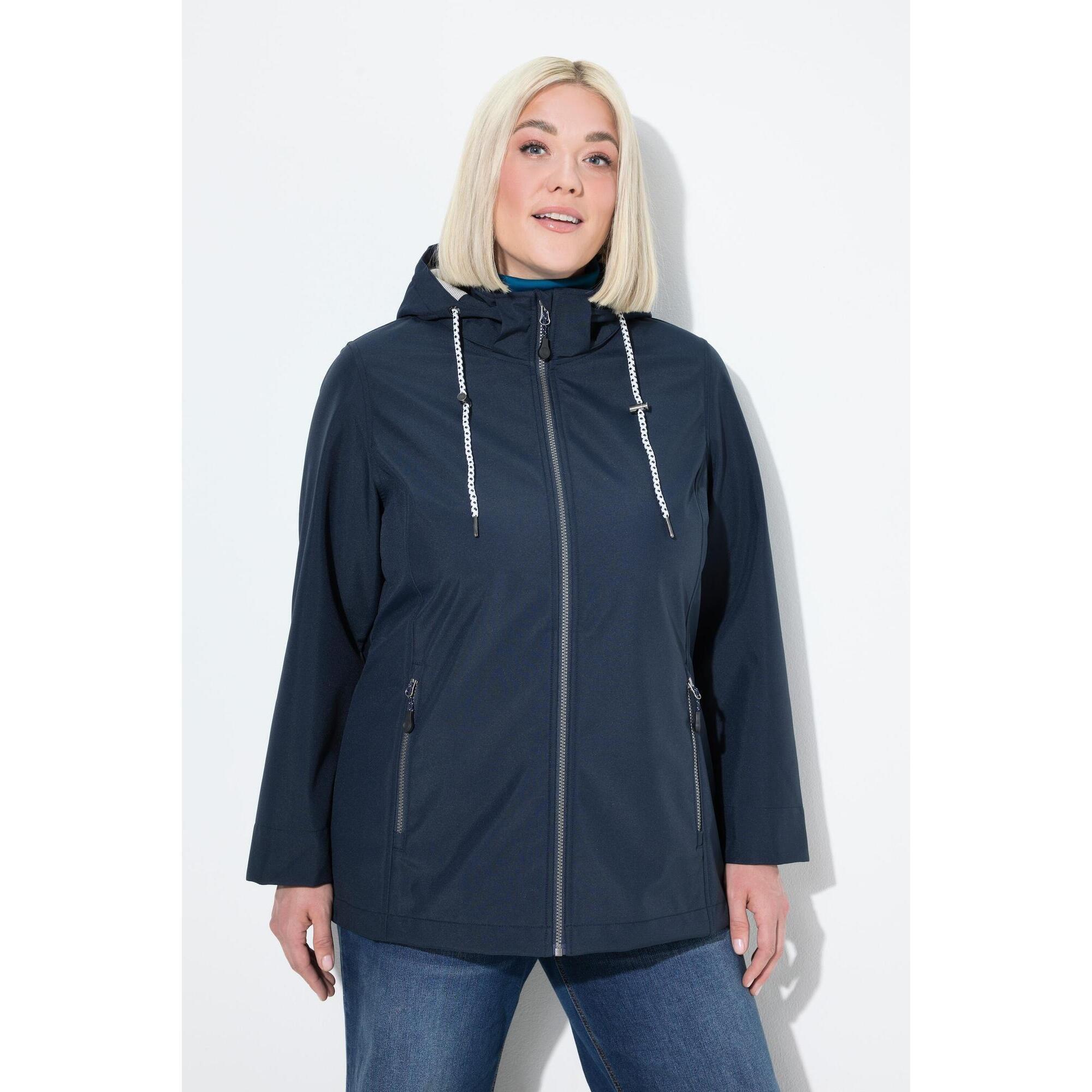 Ulla Popken - Femme Veste Softshell Hyprar Matière Déperlante Poches Zippées - Softshell - Bleu - Decathlon