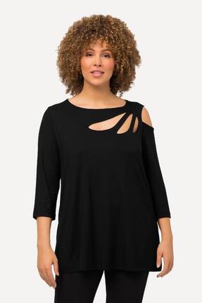 Damen Shirt Cut-Outs A-Linie U-Boot-Ausschnitt 3/4-Arm