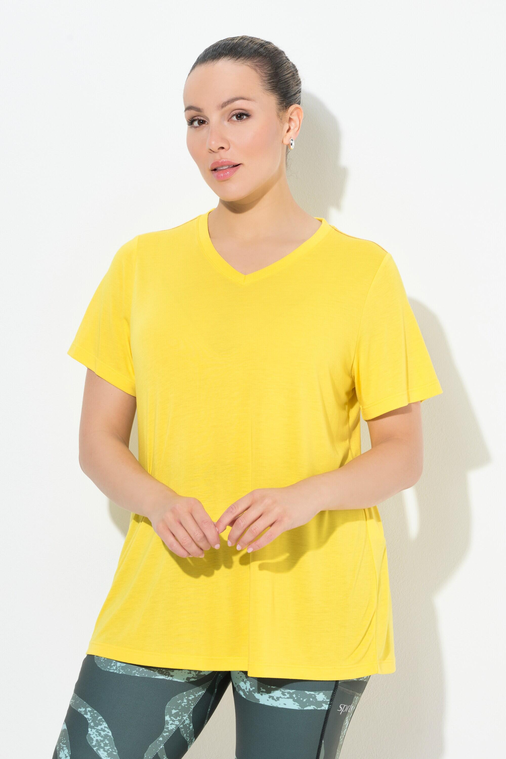 ULLA POPKEN T-shirt tecnico donna antibatterico Scollo a V manica corta GIALLO