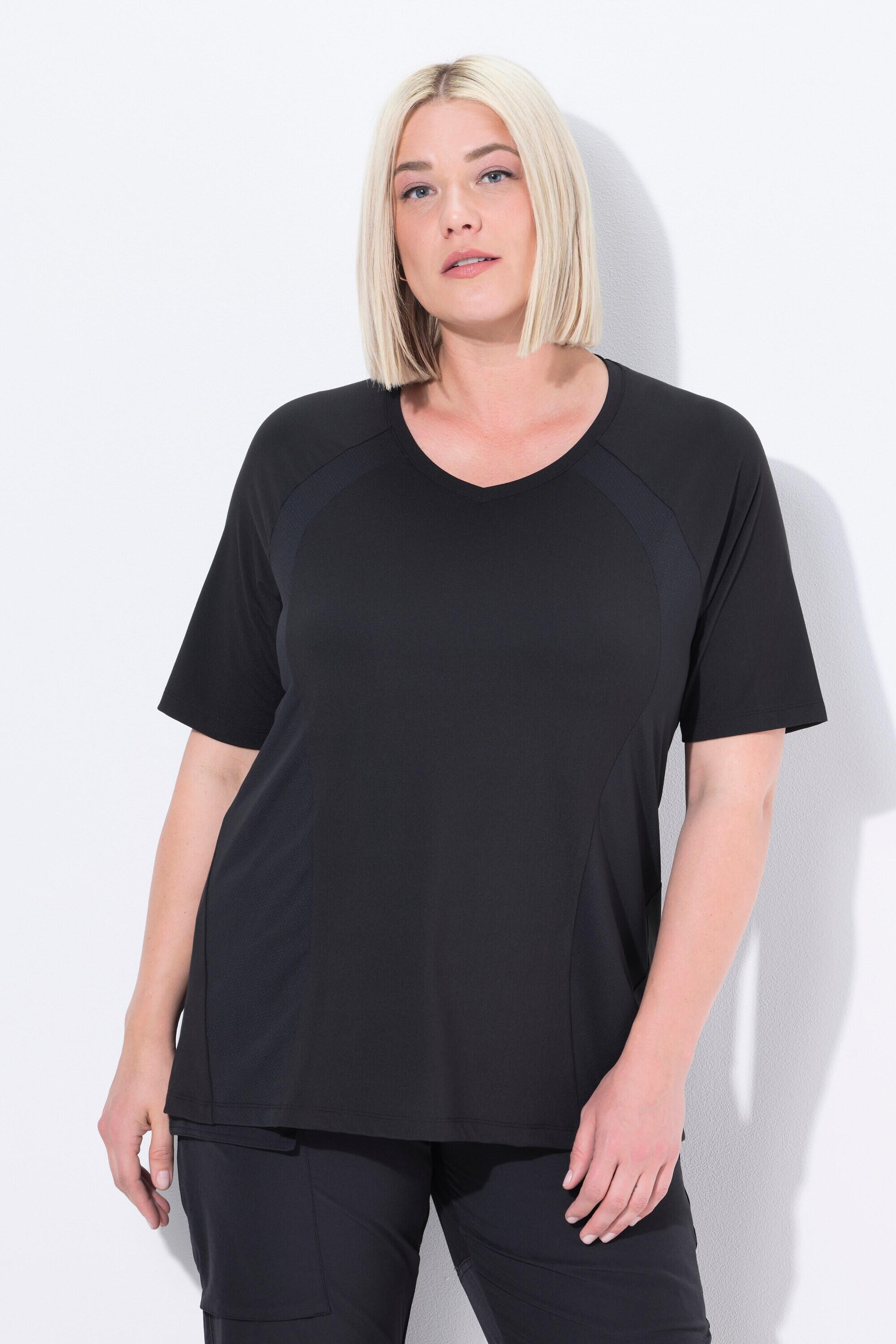 ULLA POPKEN T-shirt tecnico donna - poliestere riciclato, maniche corte, nero