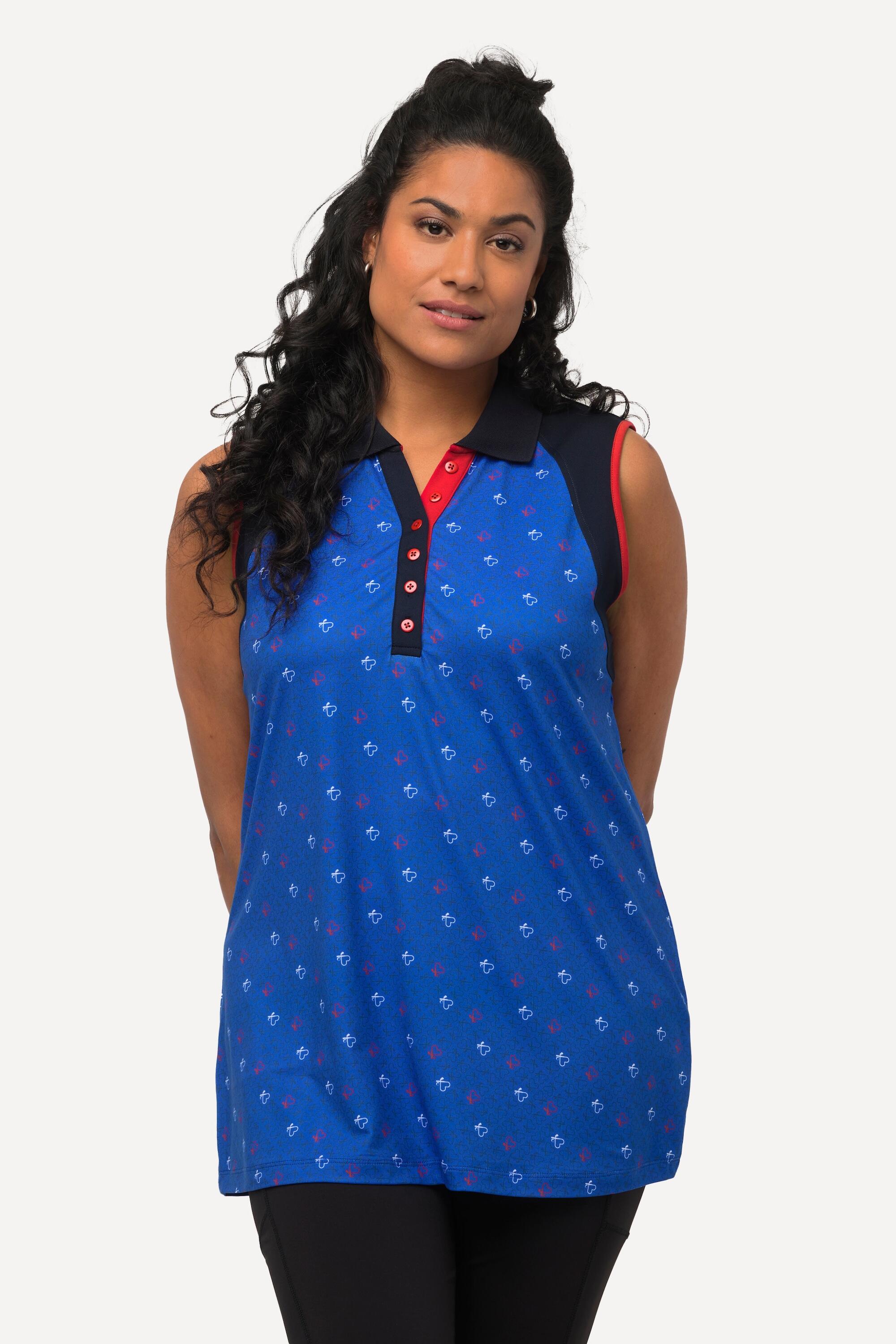 ULLA POPKEN Women's Slim Polo Tank QuickDry - Blue, Stretch Jersey