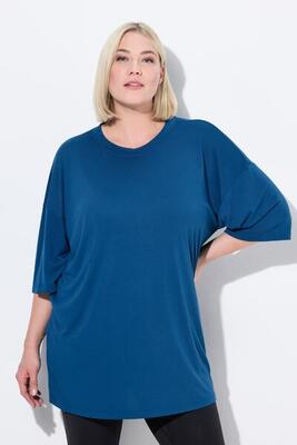Damen Longshirt antibakteriell Oversized Rundhals Halbarm