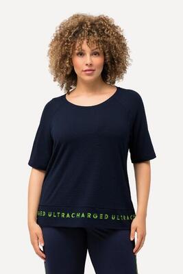 Damen T-Shirt Saum-Schriftzug Classic Rundhals Halbarm