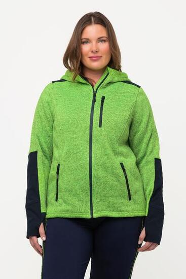 Damen Fleecejacke Reflektordruck Kapuze Daumenloch