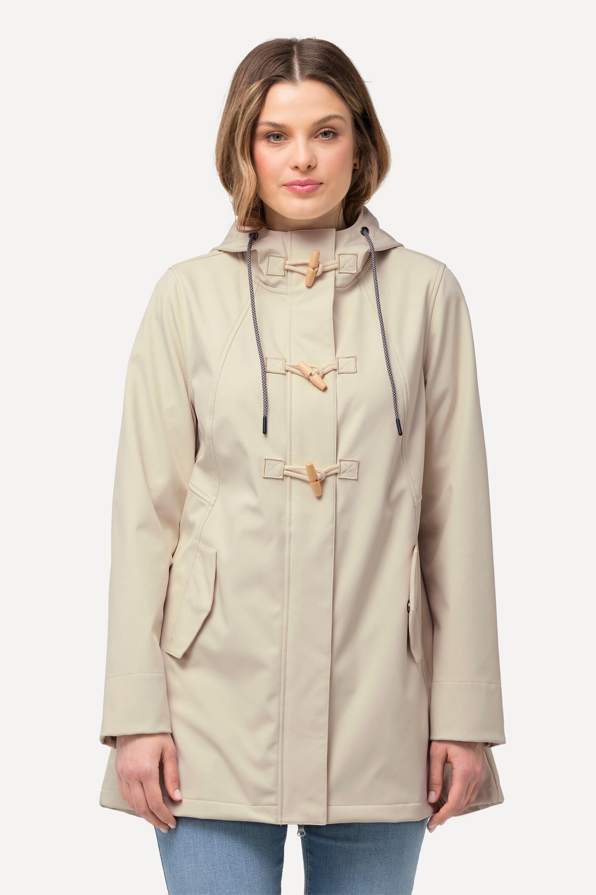 ULLA POPKEN Giacca softshell donna idrorepellente beige con cappuccio
