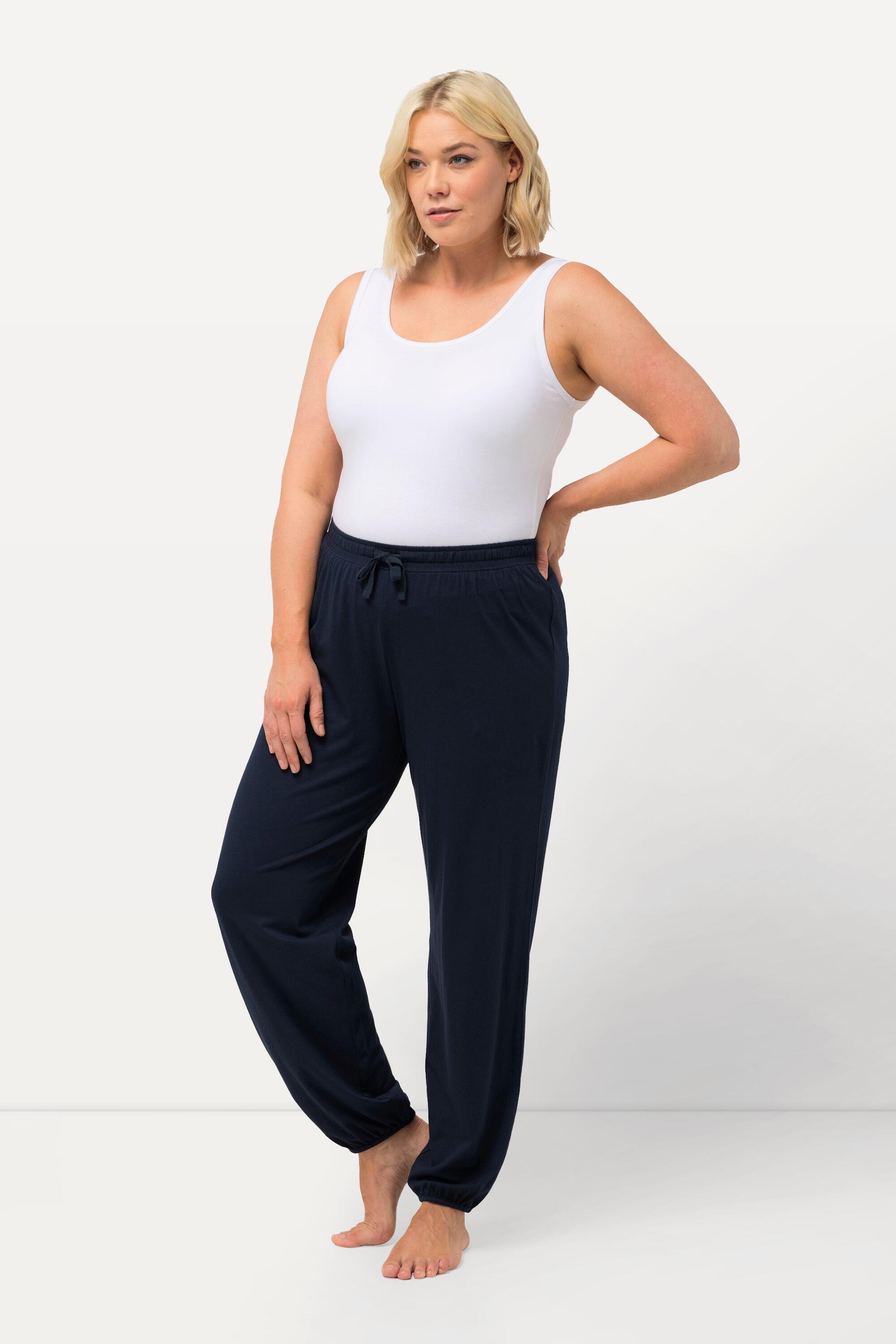 Femme Pantalon de pyjama en modal mélangé coupe droite et taille élastique 4/5