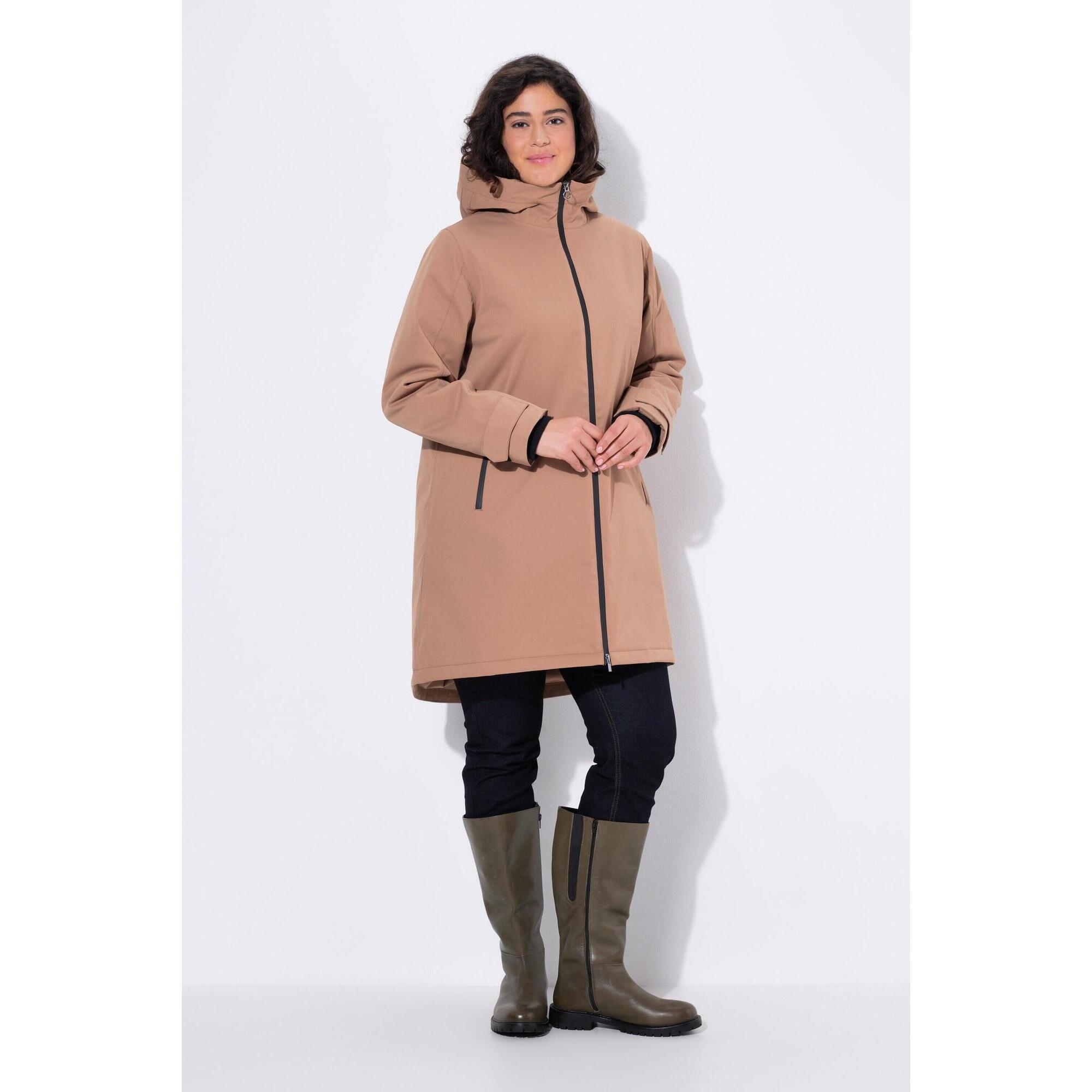 Ulla Popken - Femme Veste Technique Hyprar Imperméable Fermeture À Glissière À Double Sens - Veste - Marron|vert - Decathlon