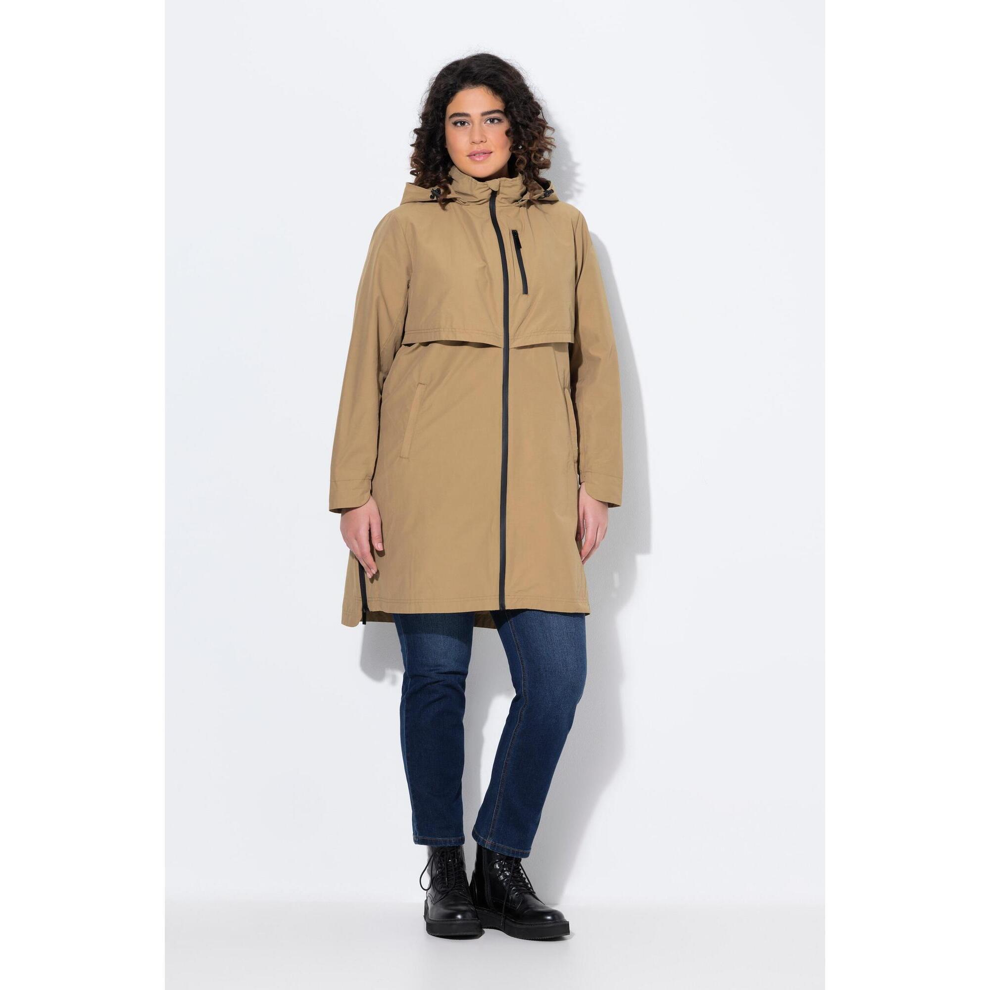 Ulla Popken - Femme Parka À Capuche. Fentes Latérales Zippées. Poches Zippées - Veste - Marron - Decathlon