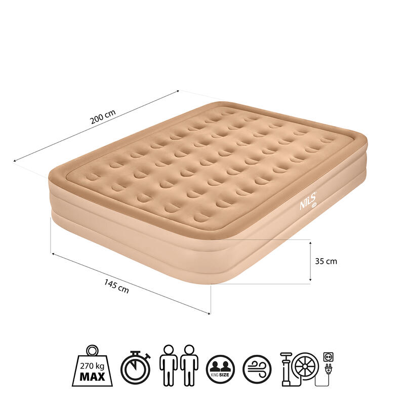 Materac dwuosobowy King Size + pompka elektryczna NC2808 Nils Camp