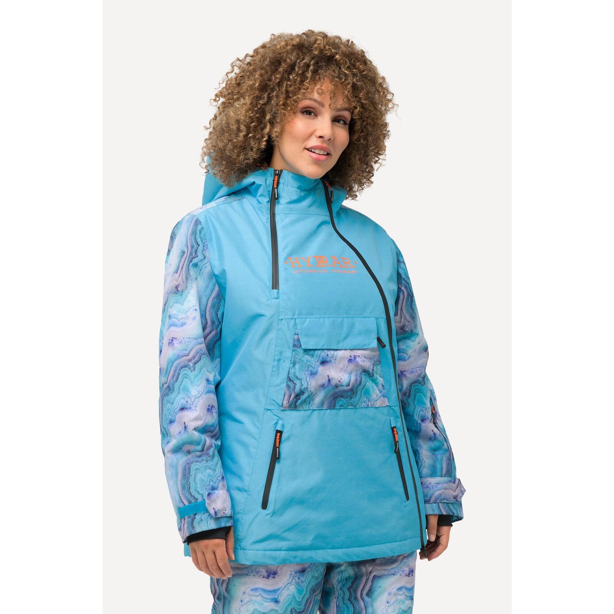 Ulla Popken - Femme Veste À Capuche Technique Tissu Imperméable - Veste - Bleu - Decathlon