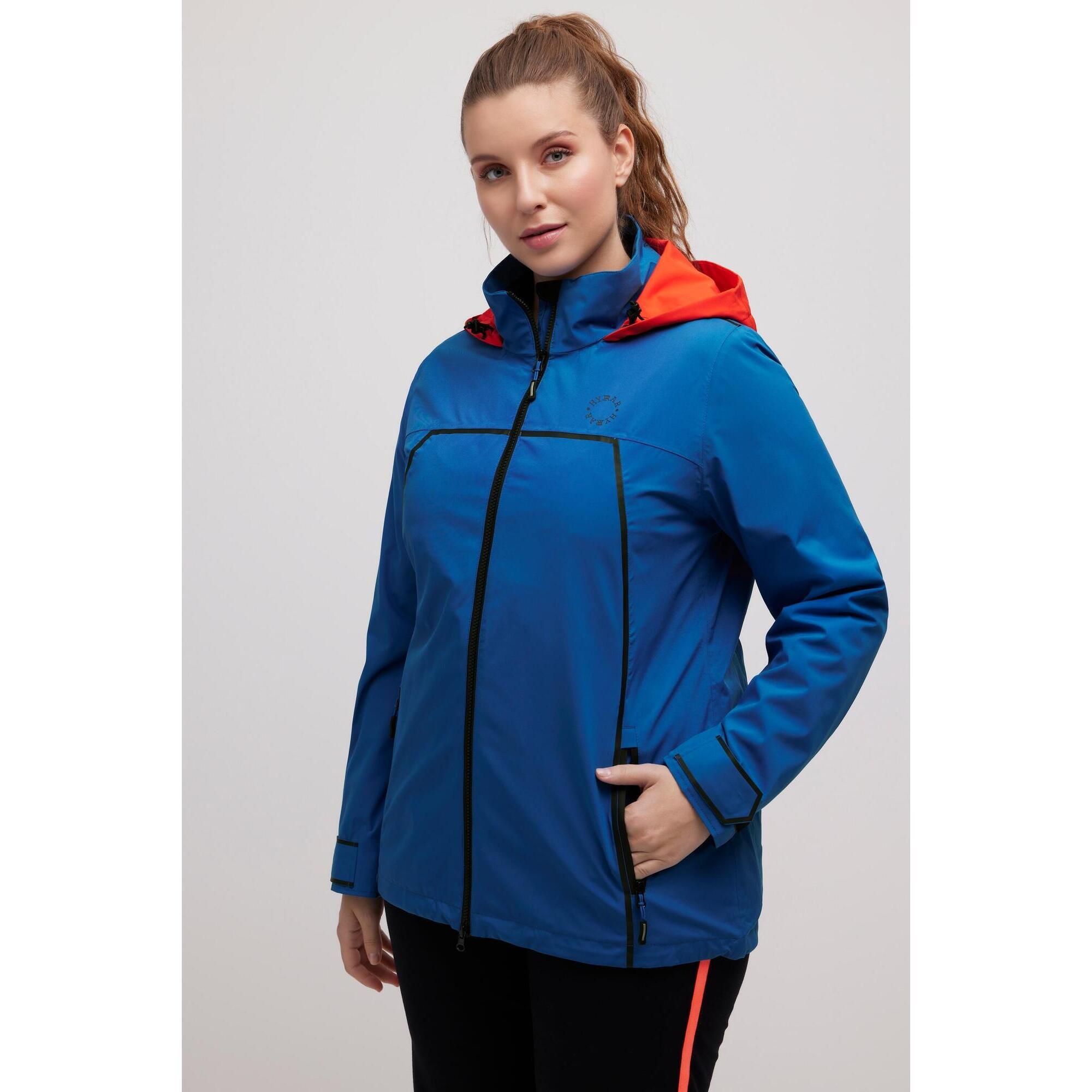 Ulla Popken - Femme Veste Cirée Technique Imperméable Capuche Fermeture Éclair À Double Sens - Veste - Bleu - Decathlon