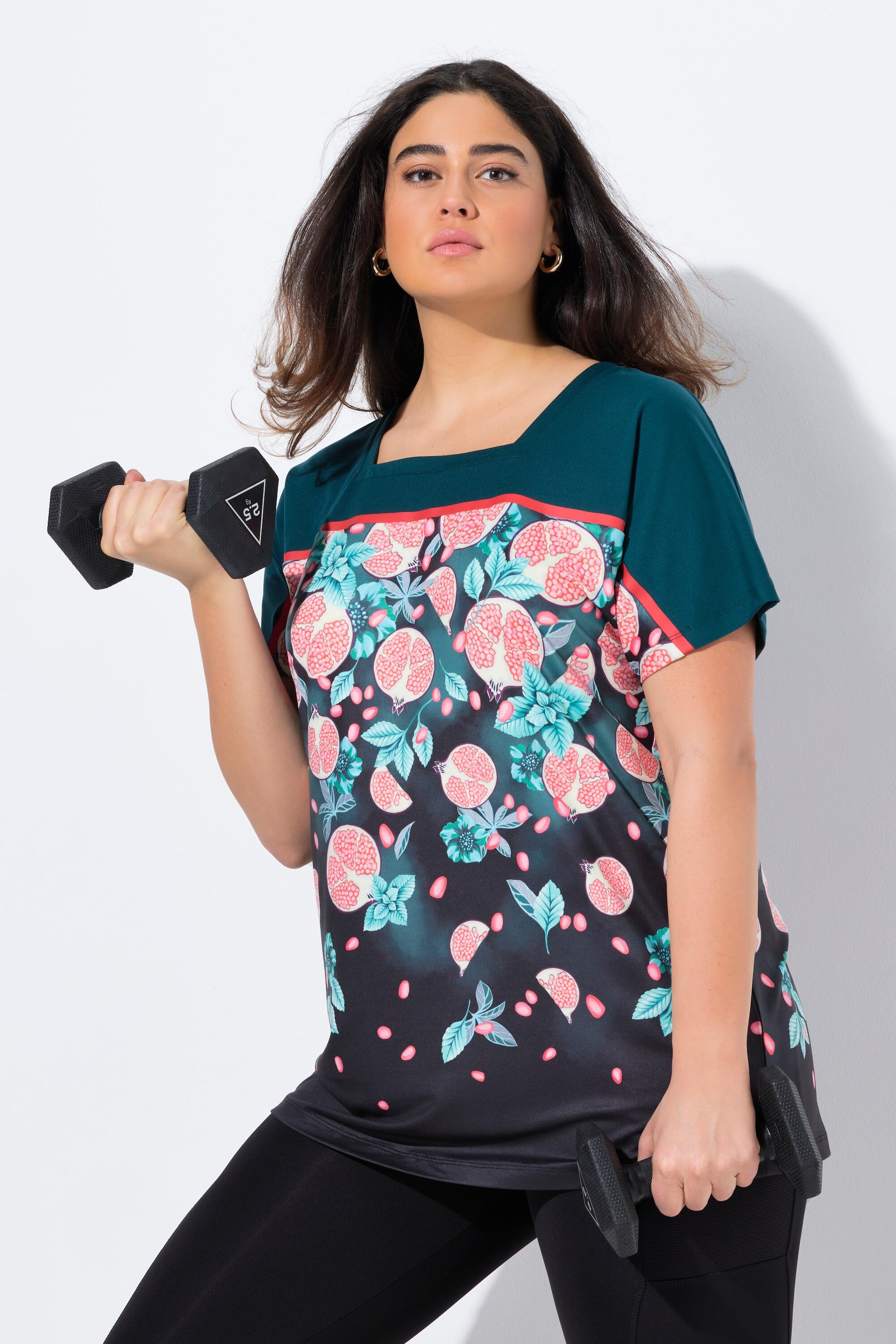 Femme T-shirt oversize technique. Encolure carrée et manches courtes 5/6