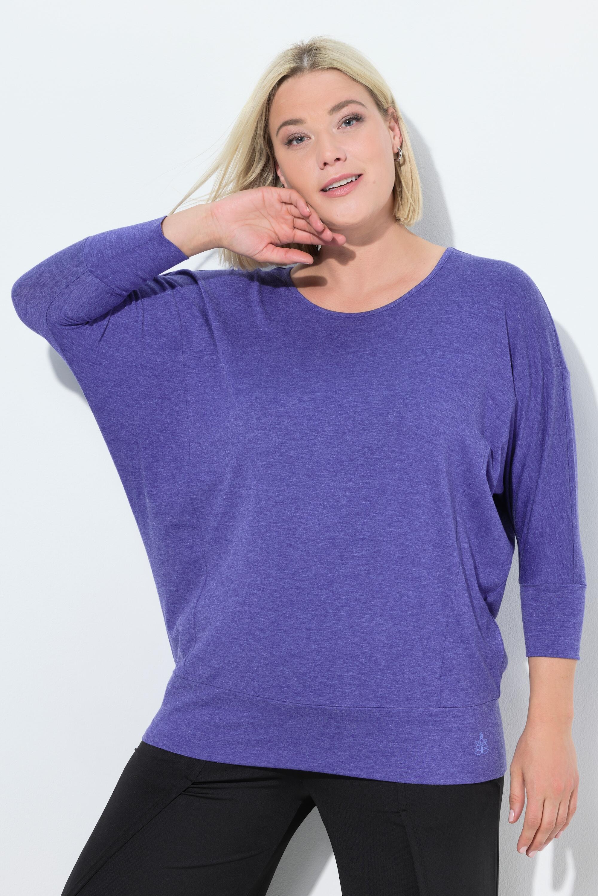 Femme T-shirt de sport oversize encolure bateau manches 3/4 5/6