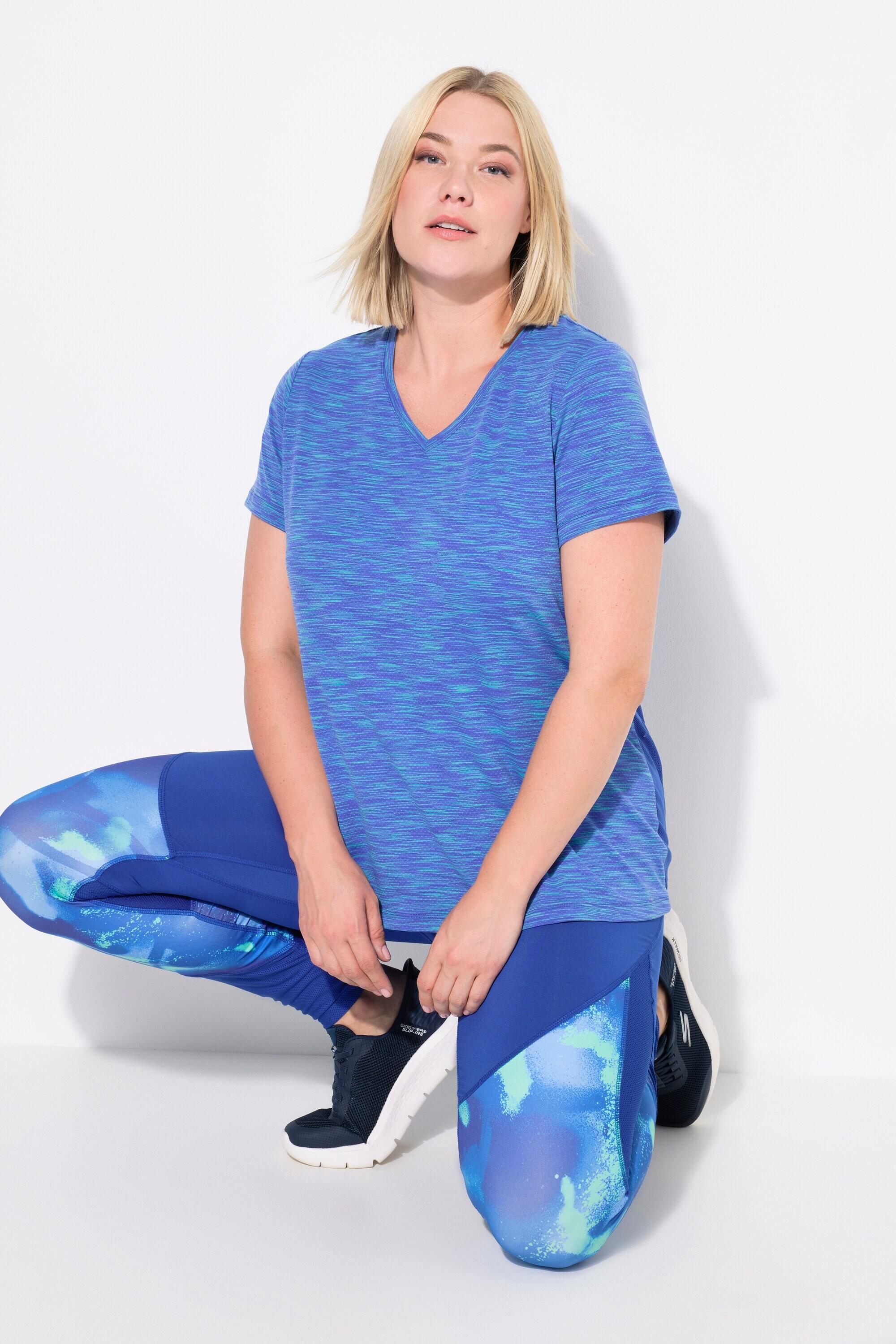 Femme T-shirt technique passepoils réfléchissants manches courtes et col en V 6/7