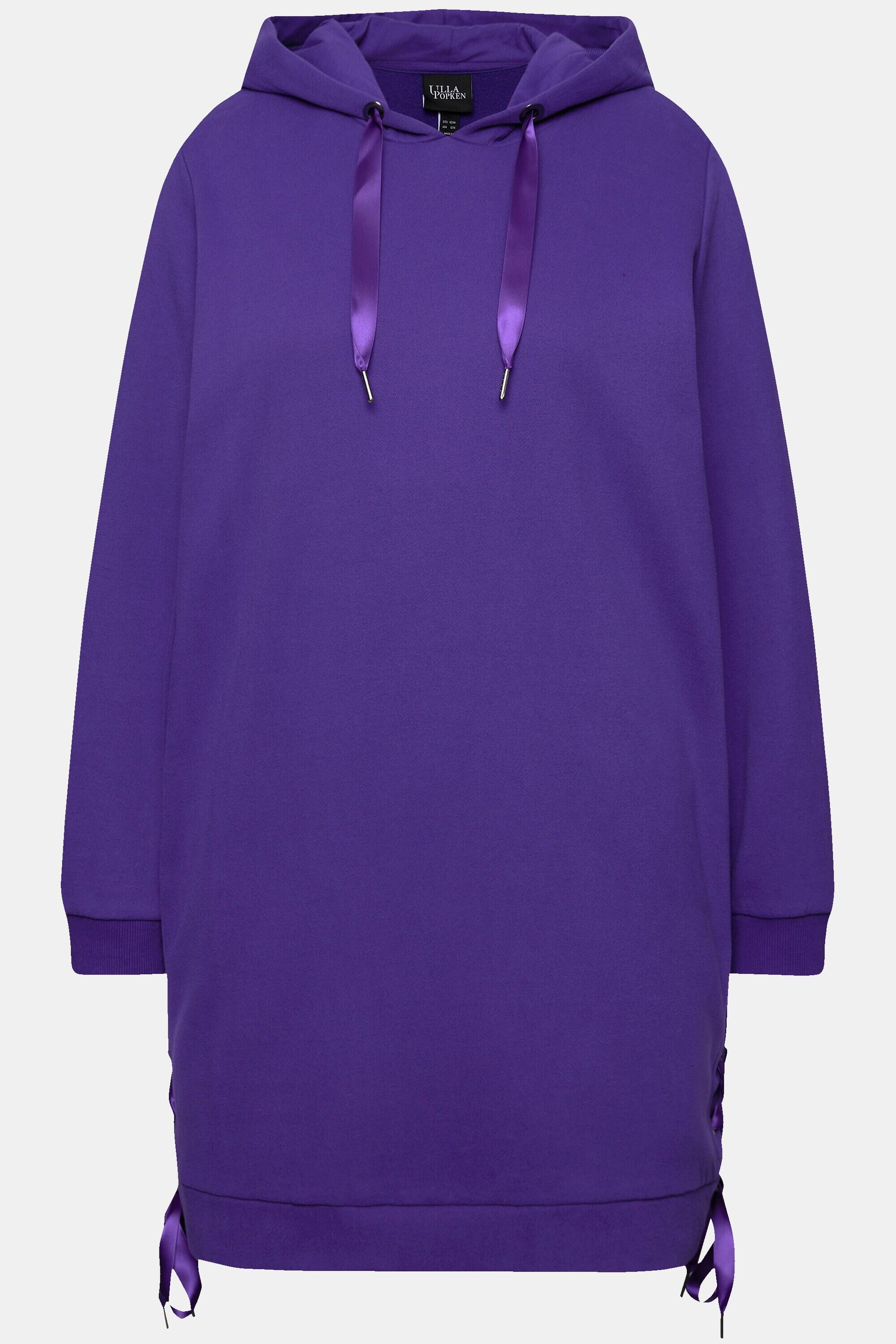 Femme Long sweat à capuche manches longues et bandes en satin 5/5