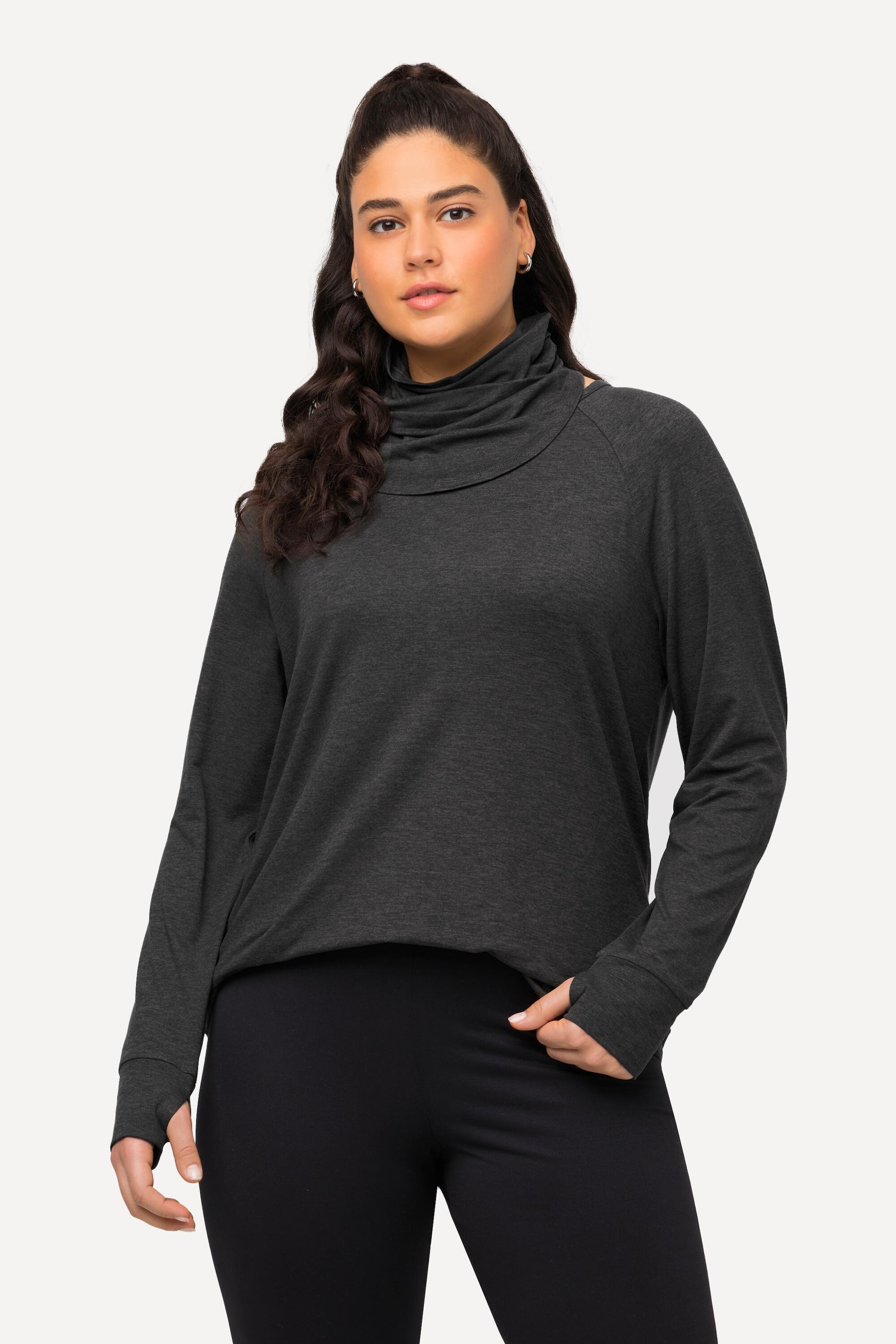 Femme Pull à col rond et manches longues avec passe-pouces intégré très doux 5/6