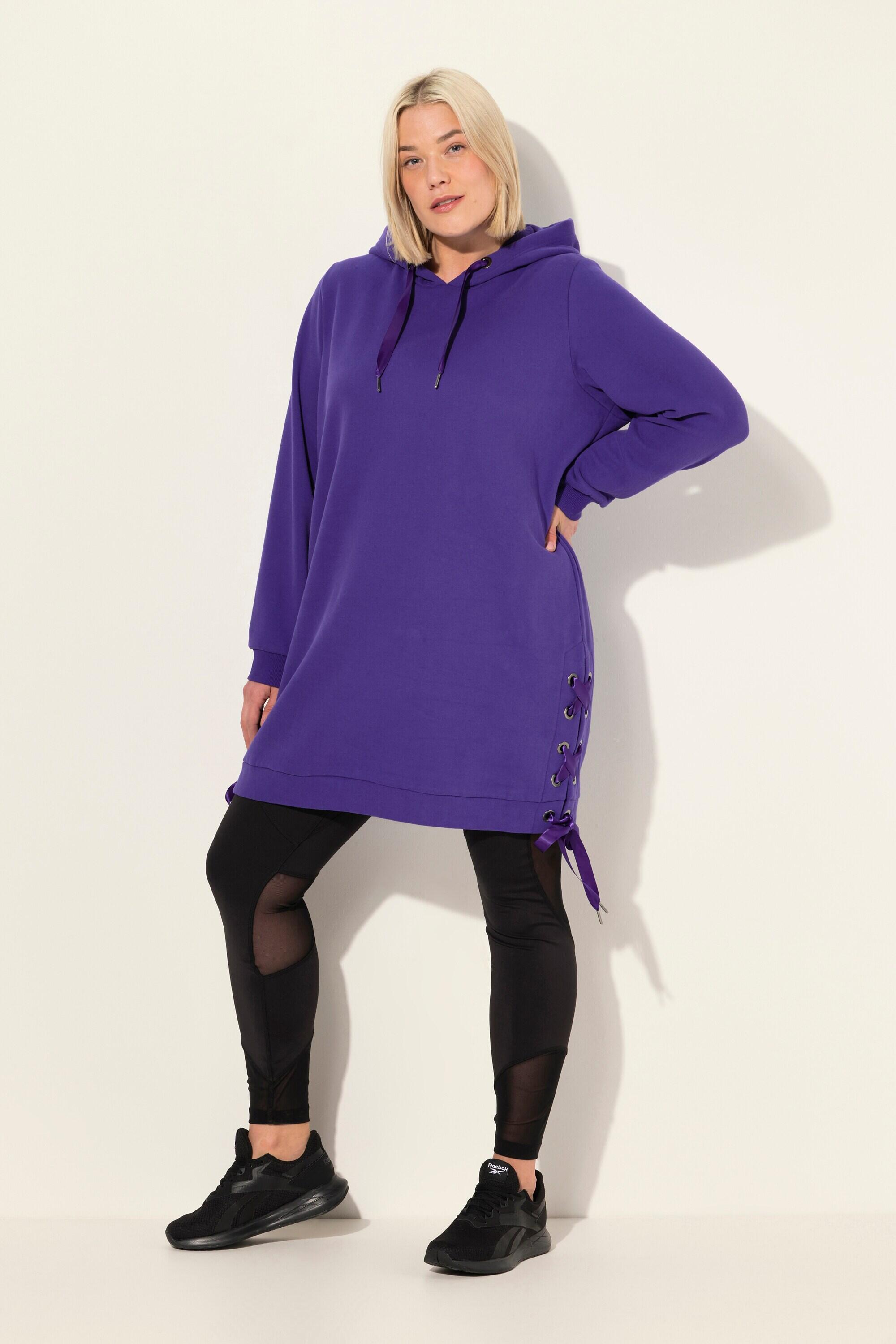 ULLA POPKEN Women's Long Hooded Sweatshirt VIOLET 80% Cotton 20% Polyester