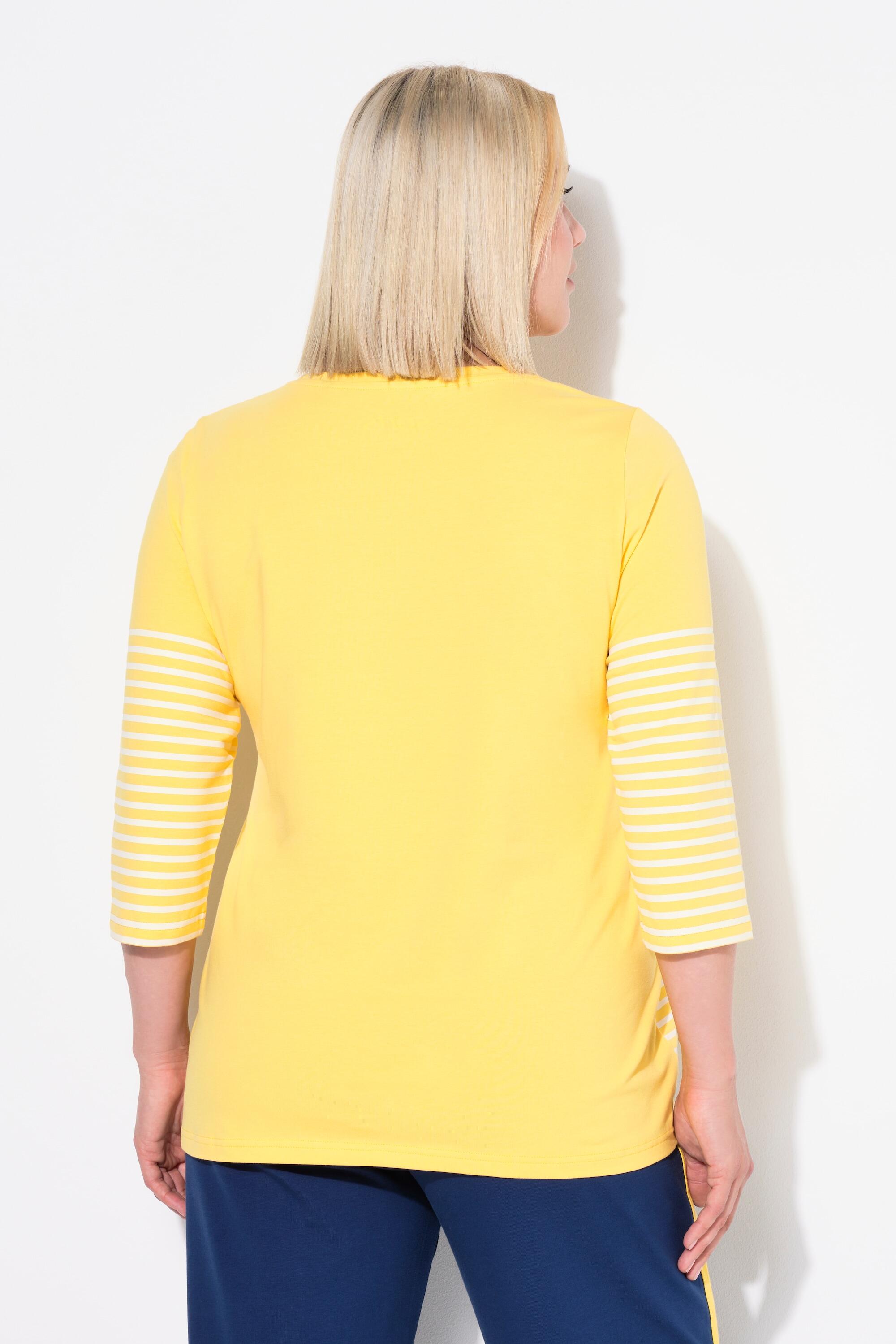 Femme T-shirt à rayures motif bateau en papier encolure bateau et manches 3/4 2/7