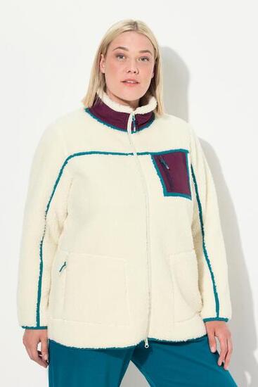 Damen Teddy-Fleecejacke Stehkragen 2-Wege-Zipper