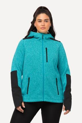 Damen Fleecejacke Reflektordruck Kapuze Daumenloch