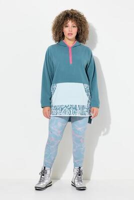 Damen Fleece-Hoodie Kängurutasche Kapuze Langarm