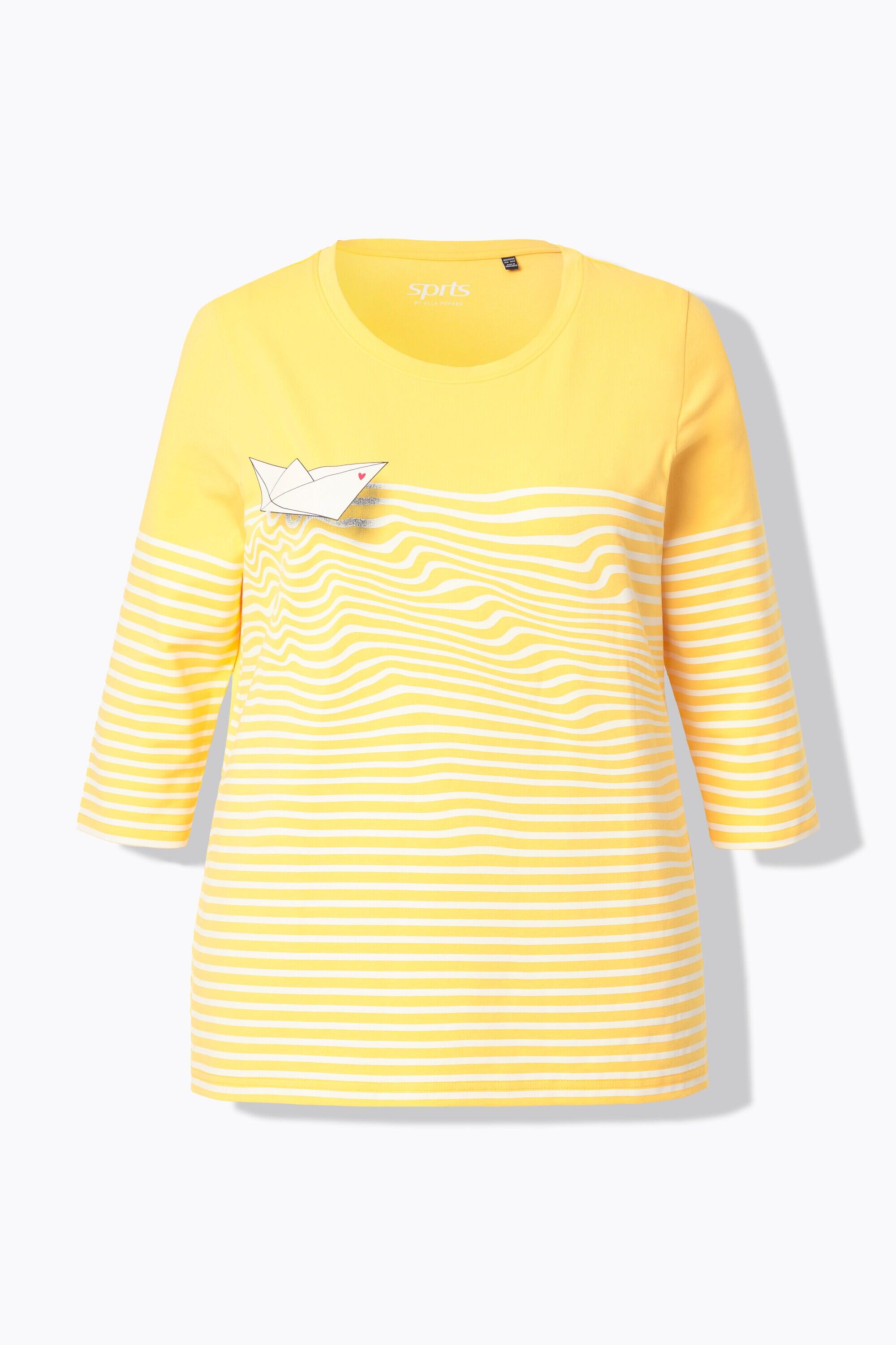 Damen Shirt Ringel Papierboot U-Boot-Ausschnitt 3/4-Arm 13/13