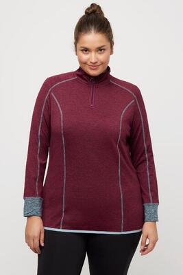 Dames functioneel shirt schipperskraag slim lange mouwen duimopening