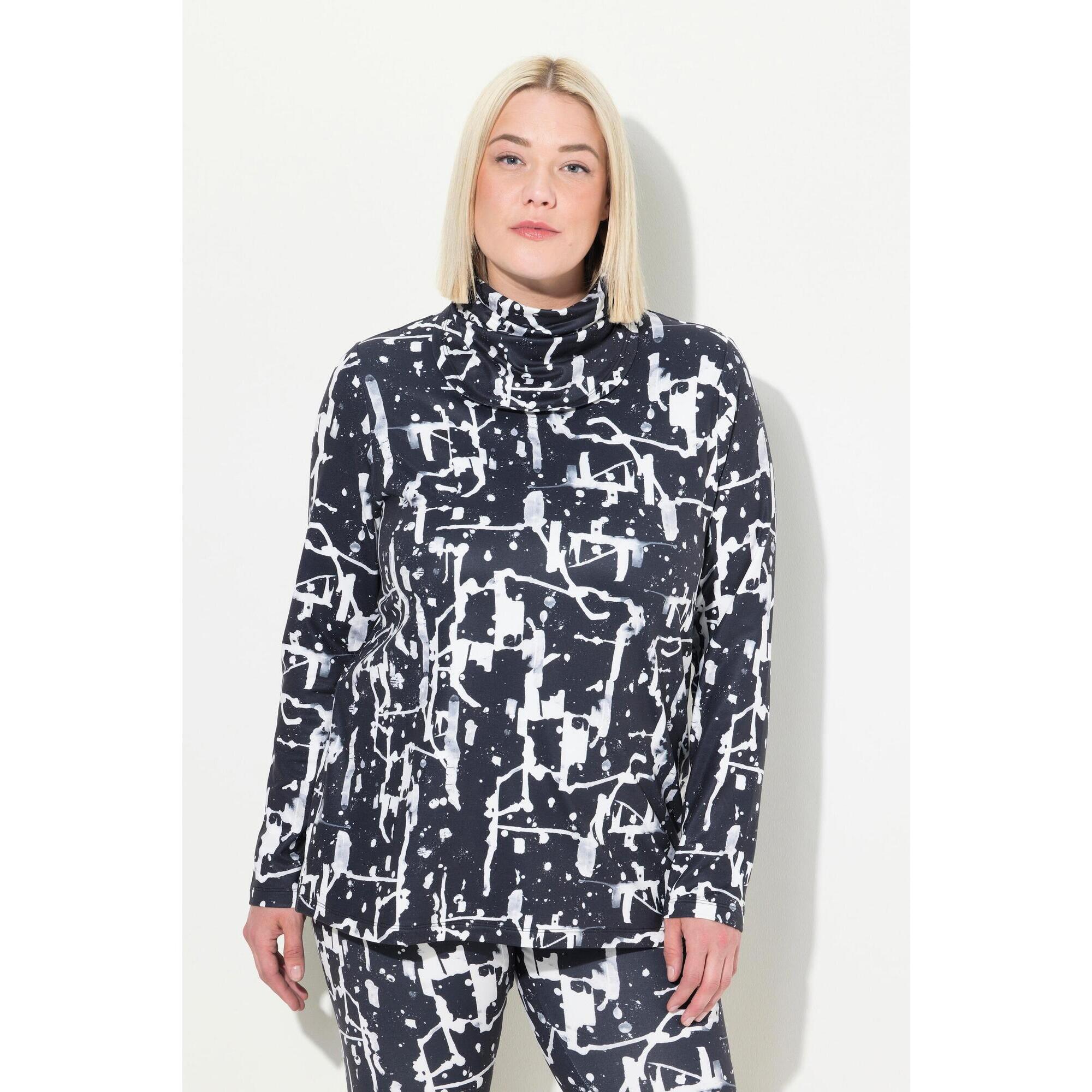 Ulla Popken - Femme T-shirt Technique À Col En V Et Manches Longues Matière Recyclée Snood - T-shirt Manches Courtes - Noir - Decathlon