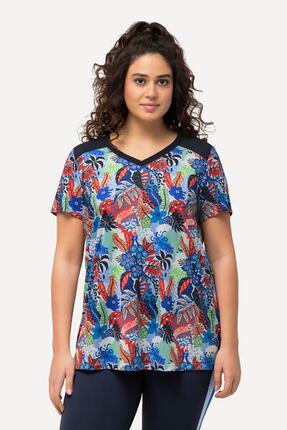 Damen Funktionsshirt A-Linie V-Ausschnitt Halbarm