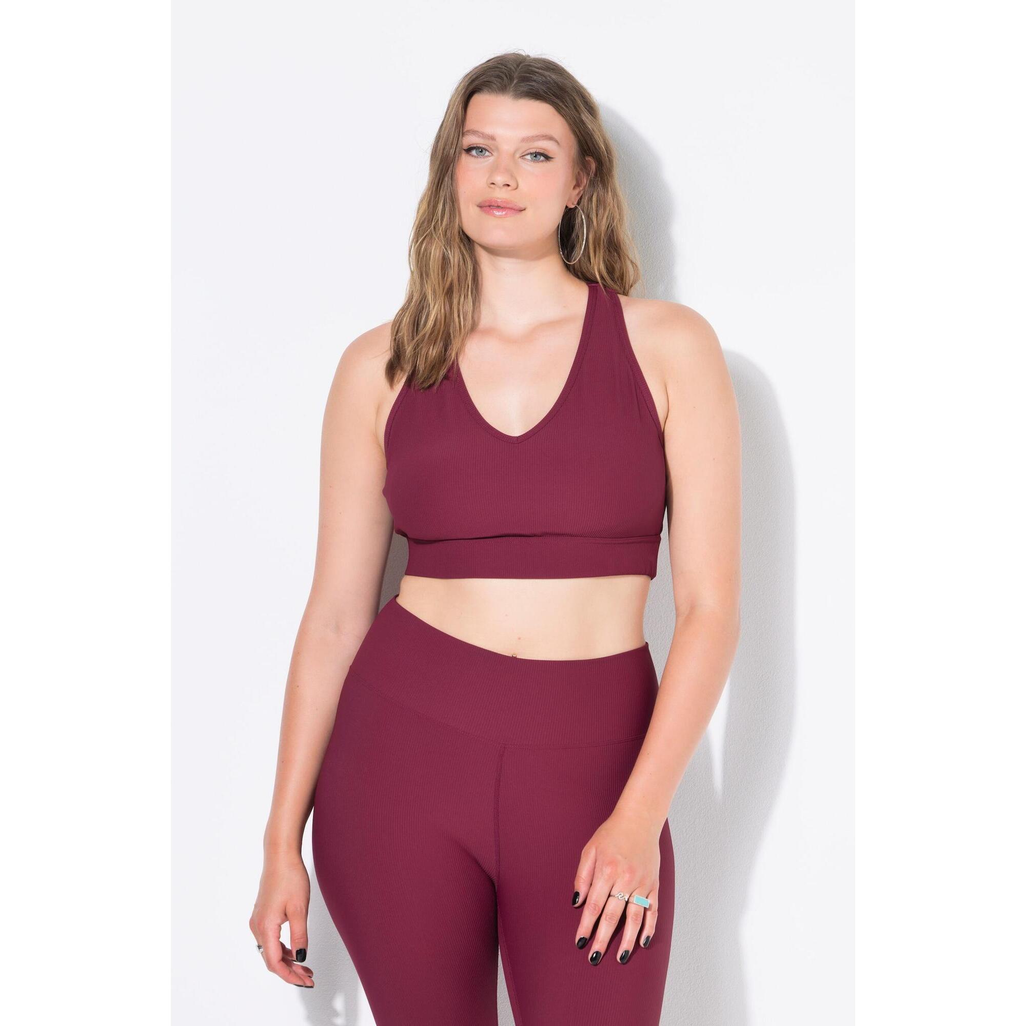 Ulla Popken - Femme Soutien-gorge En Jersey Côtelé Avec Bretelles Croisées Dans Le Dos - Brassière - Rouge - 48 Xl - Decathlon