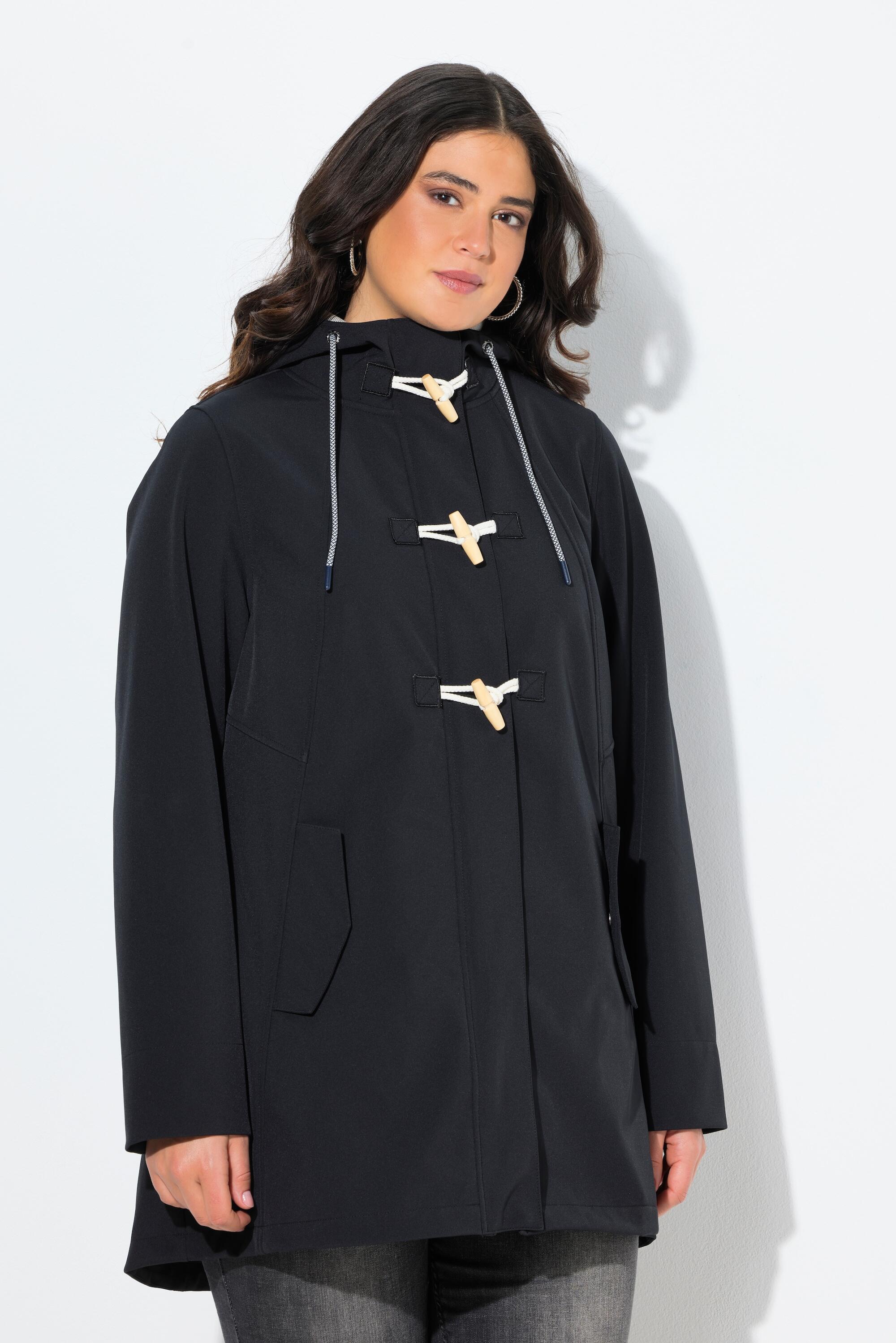 ULLA POPKEN HYPRAR Women's Water-Repellent Softshell Jacket with Hood, Fleece, Black