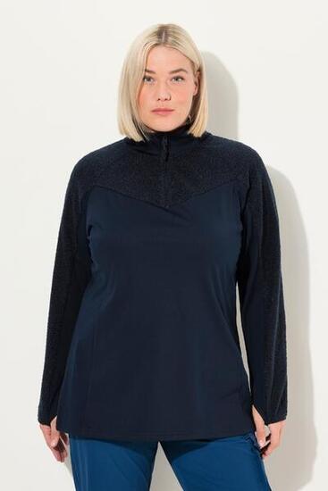 Damskie bluza strecz pluszowy polar kołnierz typu półgolf długi rękaw